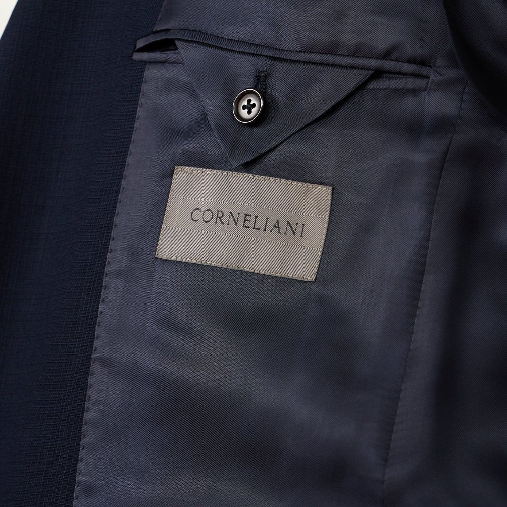 Corneliani Notch Lapel Blended Wool Suit - Navy Blue | Premium Business Attire for Men | Perfect for Office, Weddings & Formal Events
