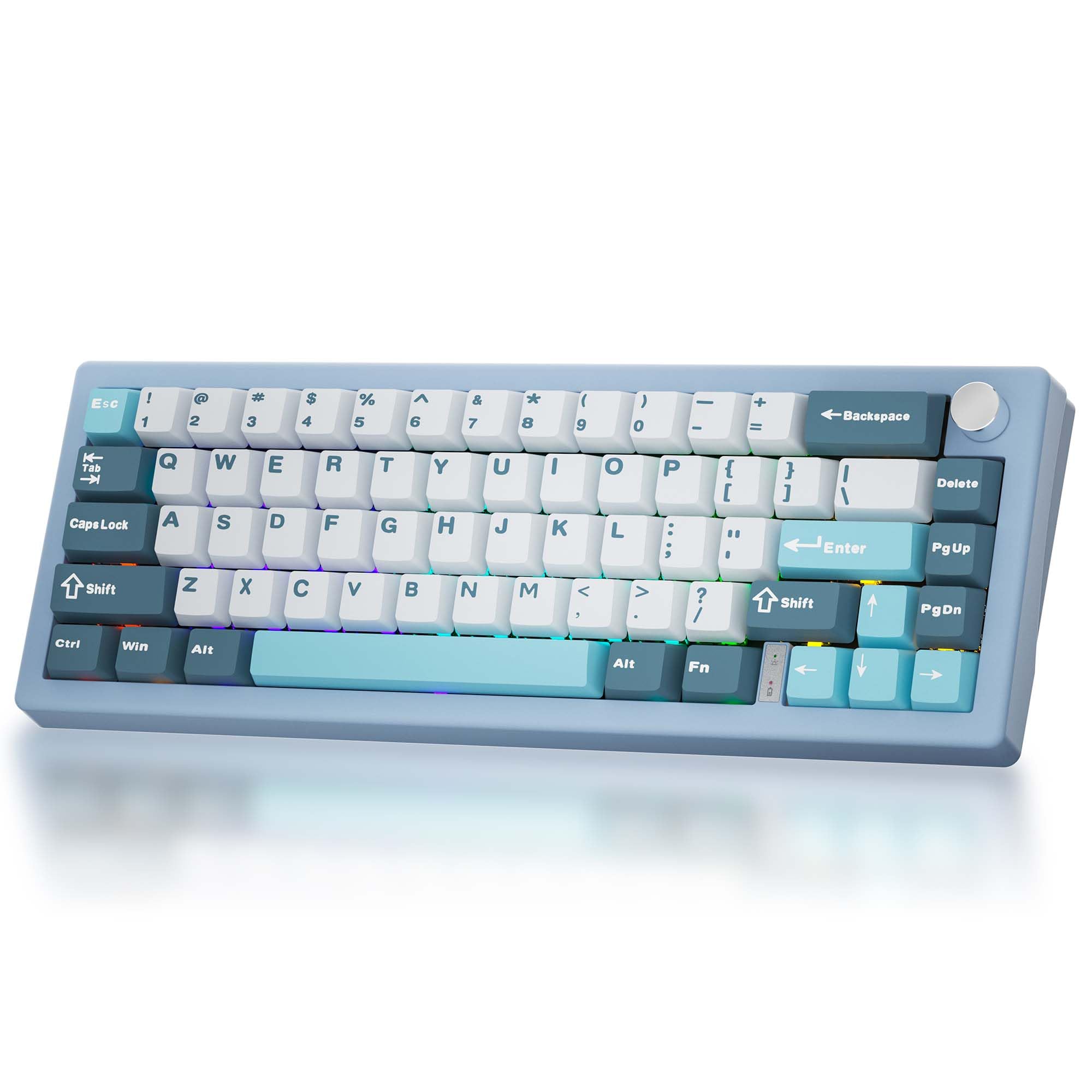 BOYI GMK67 65% Wireless Mechanical Keyboard - Gasket Mount, Hot-Swappable, Bluetooth 5.0/Type-C/2.4G, RGB Backlit, Cherry Profile PBT Keycaps, Linear Lubed Switches - Custom Gaming Keyboard (Blue) | Perfect for Esports, Office Work & Typing Enthusiasts
