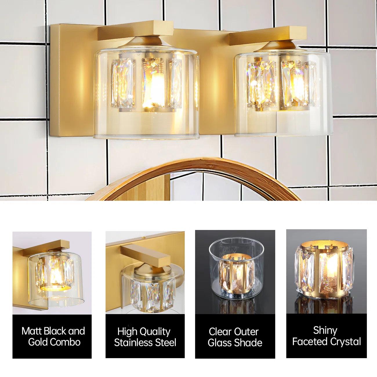 Kolt Chrome Modern 2-Light Bathroom Vanity Light Fixture - Perfect for Bathroom Makeovers & Spa-Like Ambience
