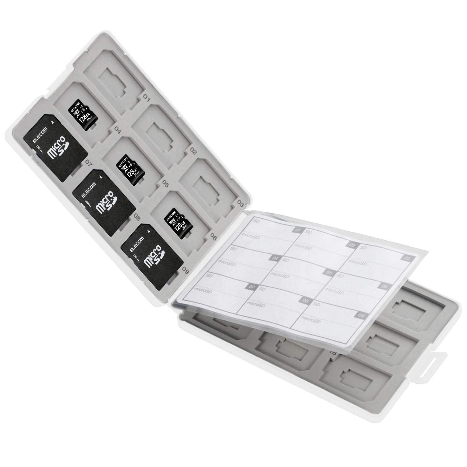 ELECOM Shockproof Memory Card Case for 18 SD Cards & 18 microSD Cards - Waterproof Storage Organizer (White) - Perfect for Photographers, Travelers & Tech Enthusiasts