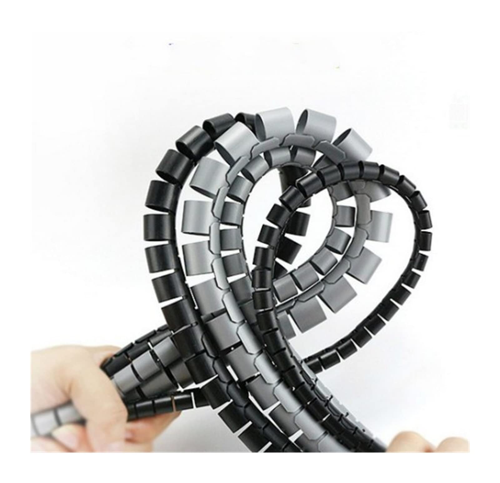 1 Meter Spiral Cable Wrap - Flexible Wire Organizer, Cable Protector & Management Tube for Tidy Storage - 10mm Grey - Perfect for Home, Office & Workshop Electronics Organization