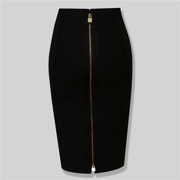Stylish Black Red Blue Orange Zipper Bodycon Rayon Bandage Skirt for Women | Sexy Pencil Skirt for Day, Night, Party & Club Outfits | Perfect for Date Nights, Clubbing & Special Occasions