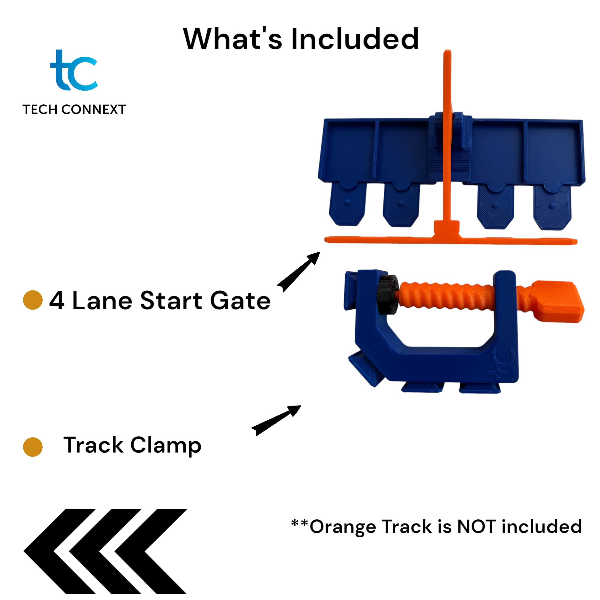Hot Wheels 4-Lane Race Track Starter Gate - Compatible with Hot Wheels Tracks, Blue & Orange - Perfect for Kids' Racing Competitions & Playroom Fun