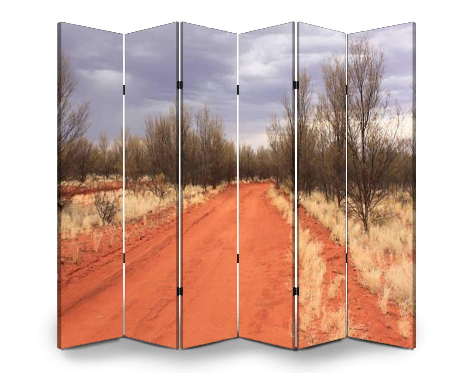 APED DECOR 6-Panel Wooden Room Divider - Australian Outback Desert Road Design, Folding Privacy Screen with Canvas Panels, Dual-Sided Wall Partition for Home & Office - Perfect for Living Room, Bedroom, and Studio Spaces