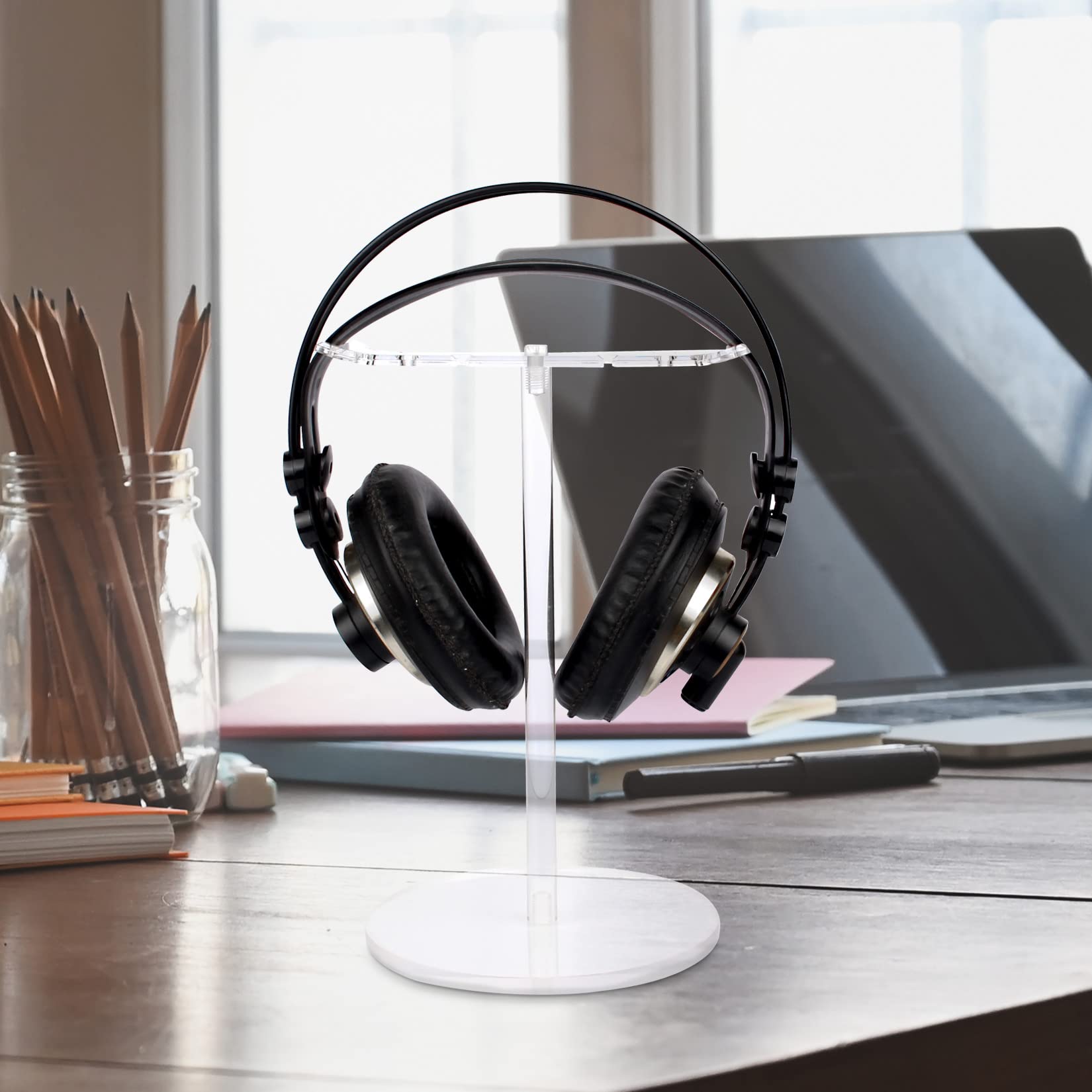 Universal Clear Acrylic Headphone Stand Holder - Compatible with AirPods Max, HyperX Cloud II, Xbox One, Turtle Beach, Sennheiser, Sony, Bose & Beats - Gaming Headset Display & Wireless Headphones Organizer (Pure Transparency) - Perfect for Desk, Office & Gaming Setup