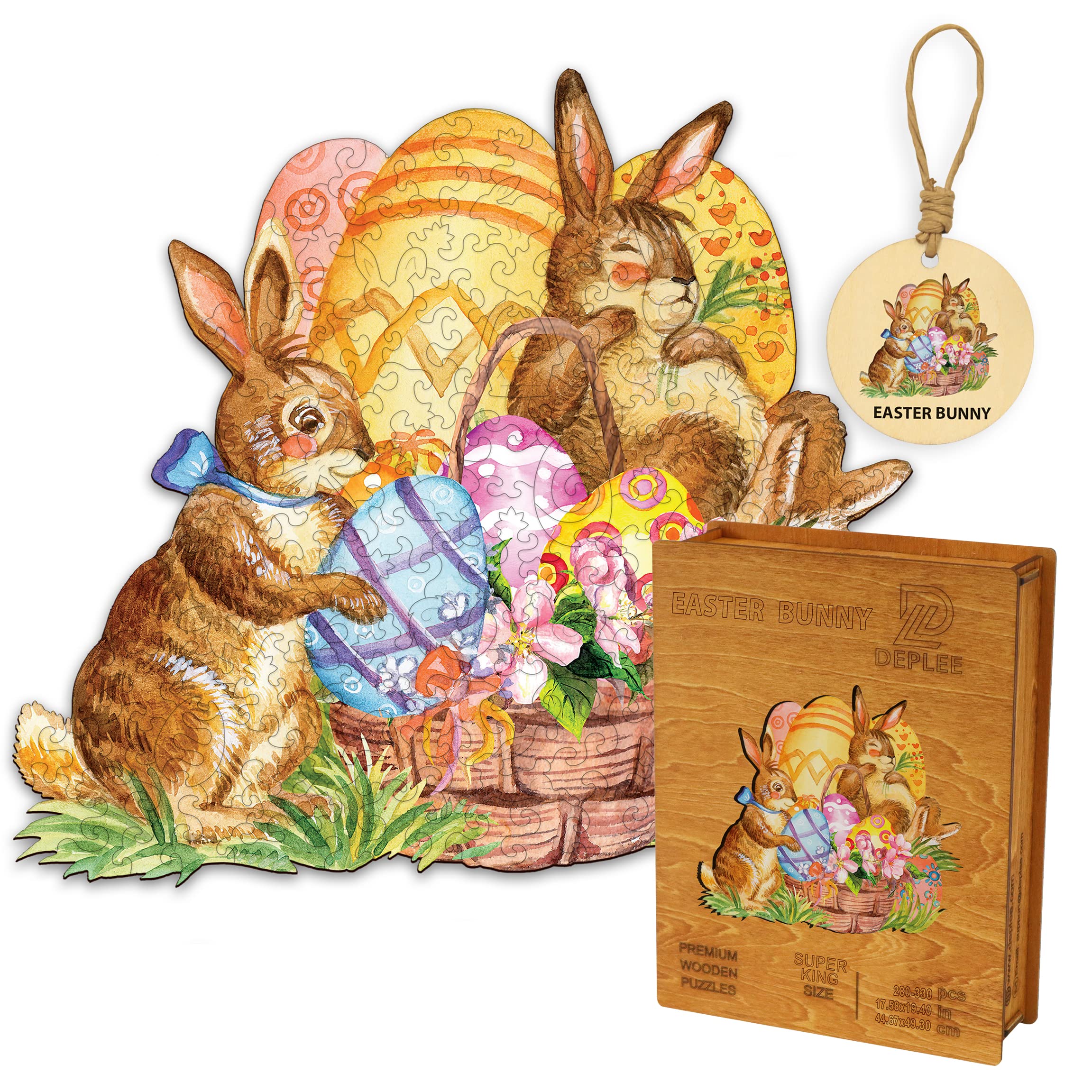 DEPLEE 280-330 Piece Wooden Jigsaw Puzzles for Adults - Unique Animal Shape Easter Puzzle Challenge (17.6x19.4 inches) - Perfect for Family Game Night, Gift Giving & Stress Relief