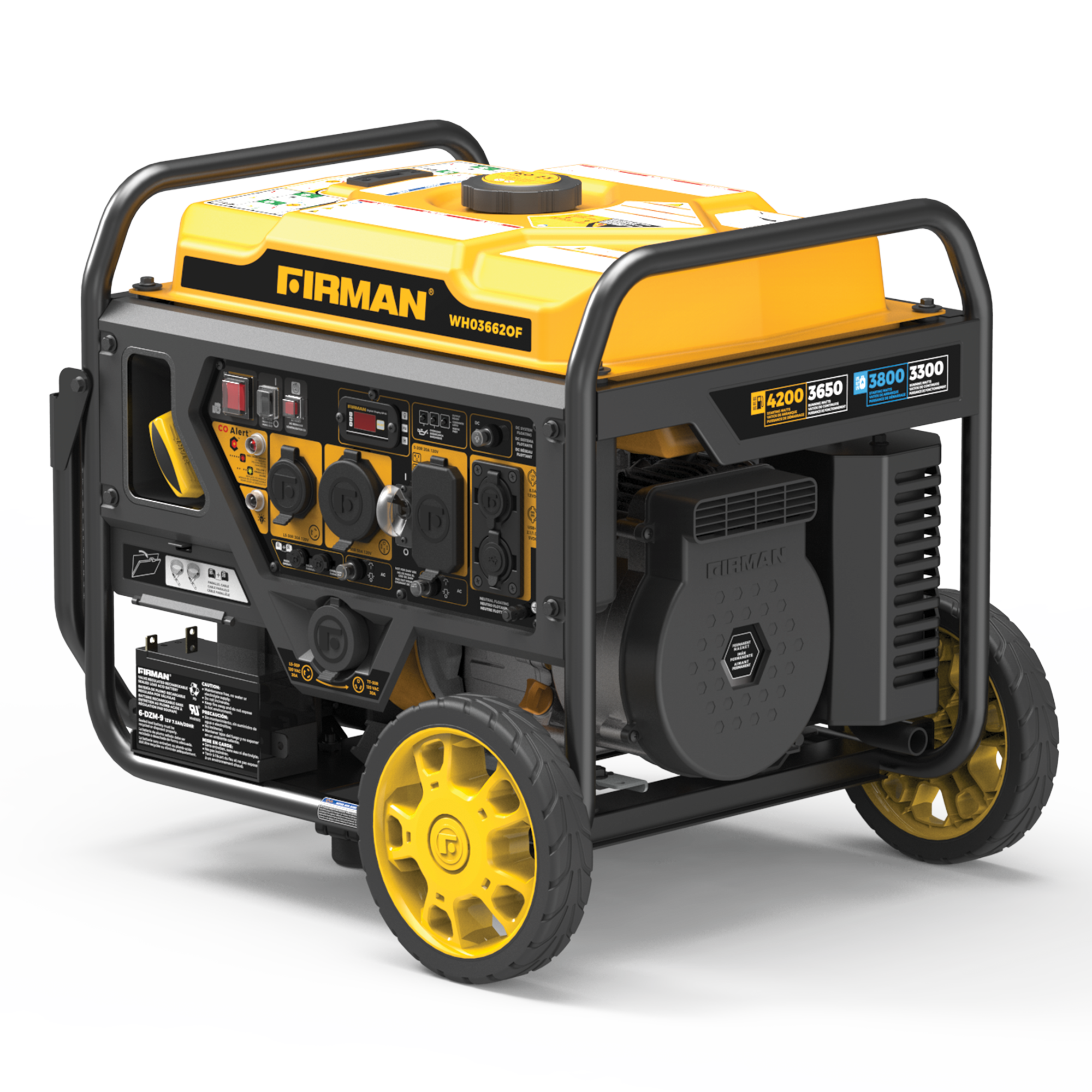 Dual Fuel Open Frame Inverter Generator 4500W with Electric Start & CO Alert - Perfect for Camping, RV Trips, and Emergency Power Backup