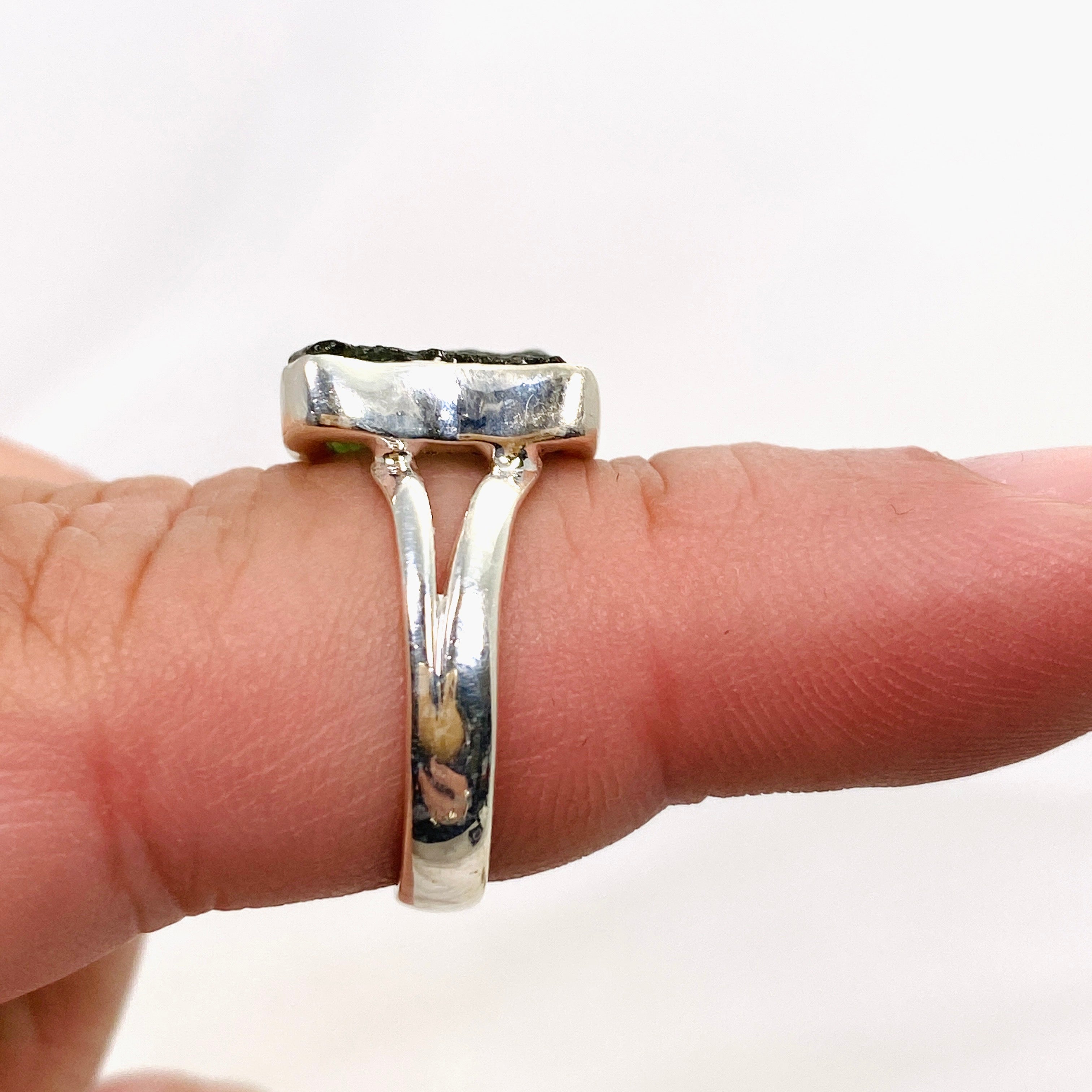 Genuine Moldavite Raw Split Band Ring - Size 7 Natural Green Meteorite Gemstone Jewelry KRGJ3357 | Perfect for Spiritual Healing, Meditation & Unique Boho Fashion