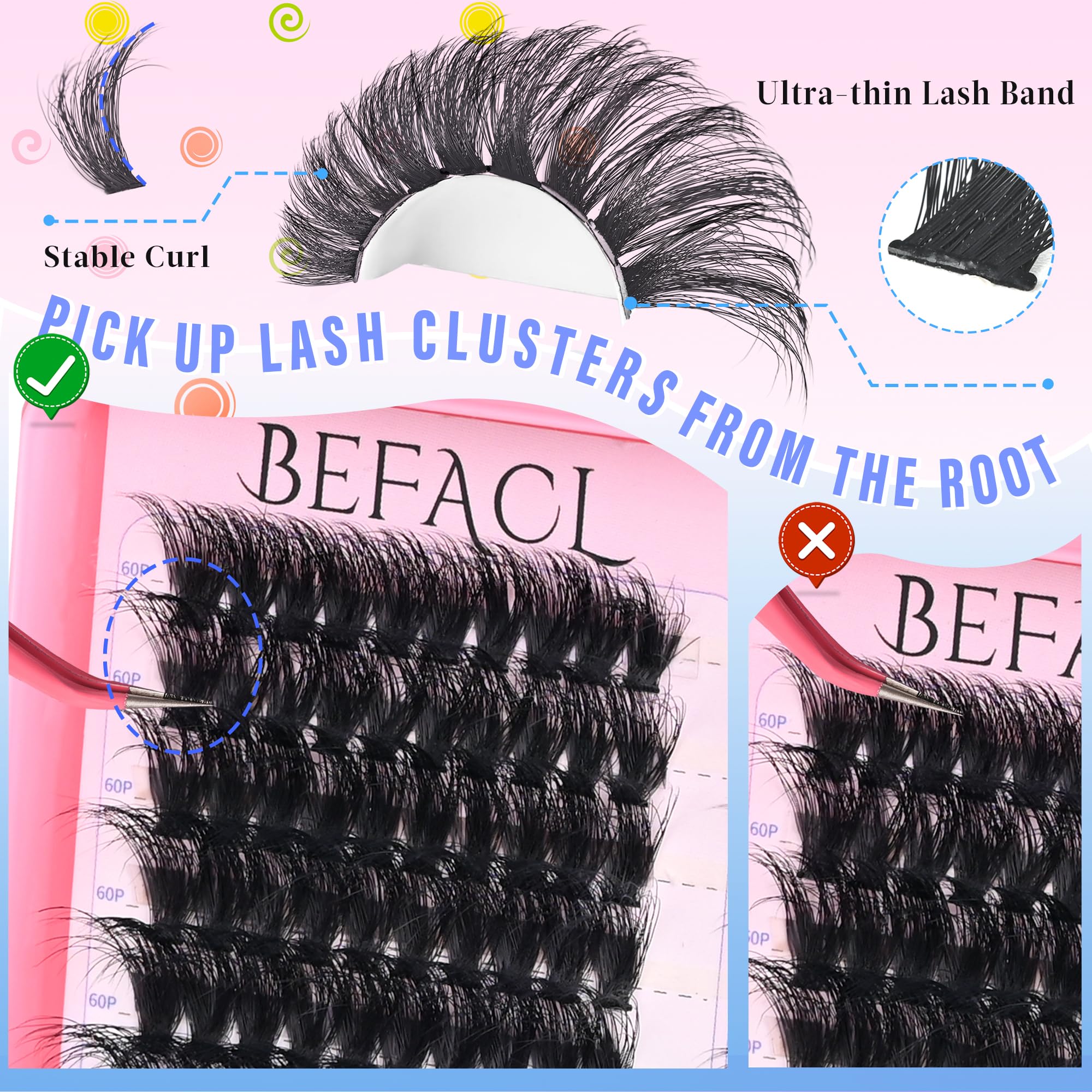 Fluffy Individual Lash Clusters - 280pcs DIY Eyelash Extensions (60P+80P+100P) in Matte Black, D Curl 14-25mm for Natural Volume - Perfect for Home Use, Parties & Special Occasions