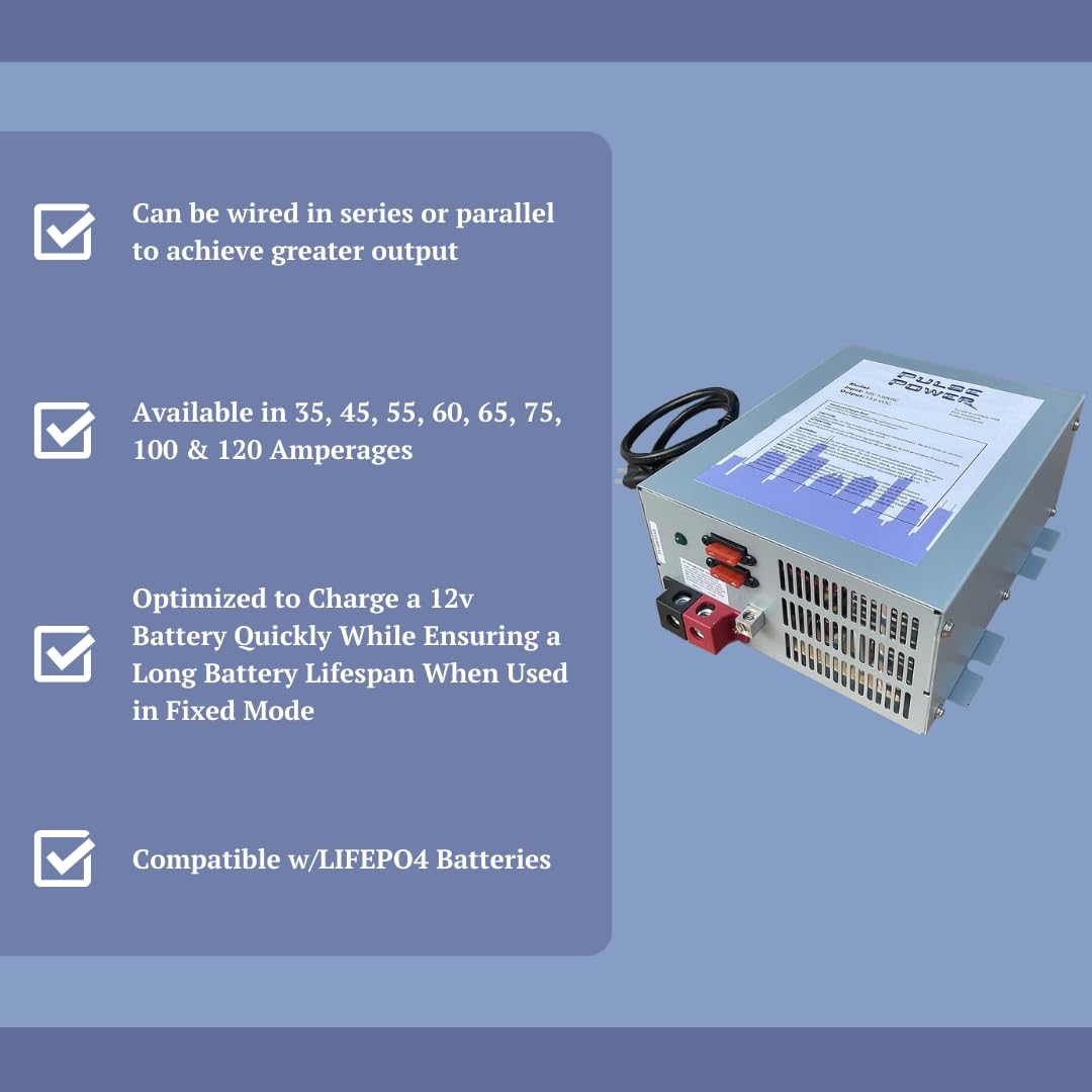 35 Amp RV Power Converter & Battery Charger - 12V DC Lithium Compatible with Smart Charger & Fixed Output Modes (13V-16.5V) - Perfect for Camping, RV Trips & Off-Grid Power Solutions