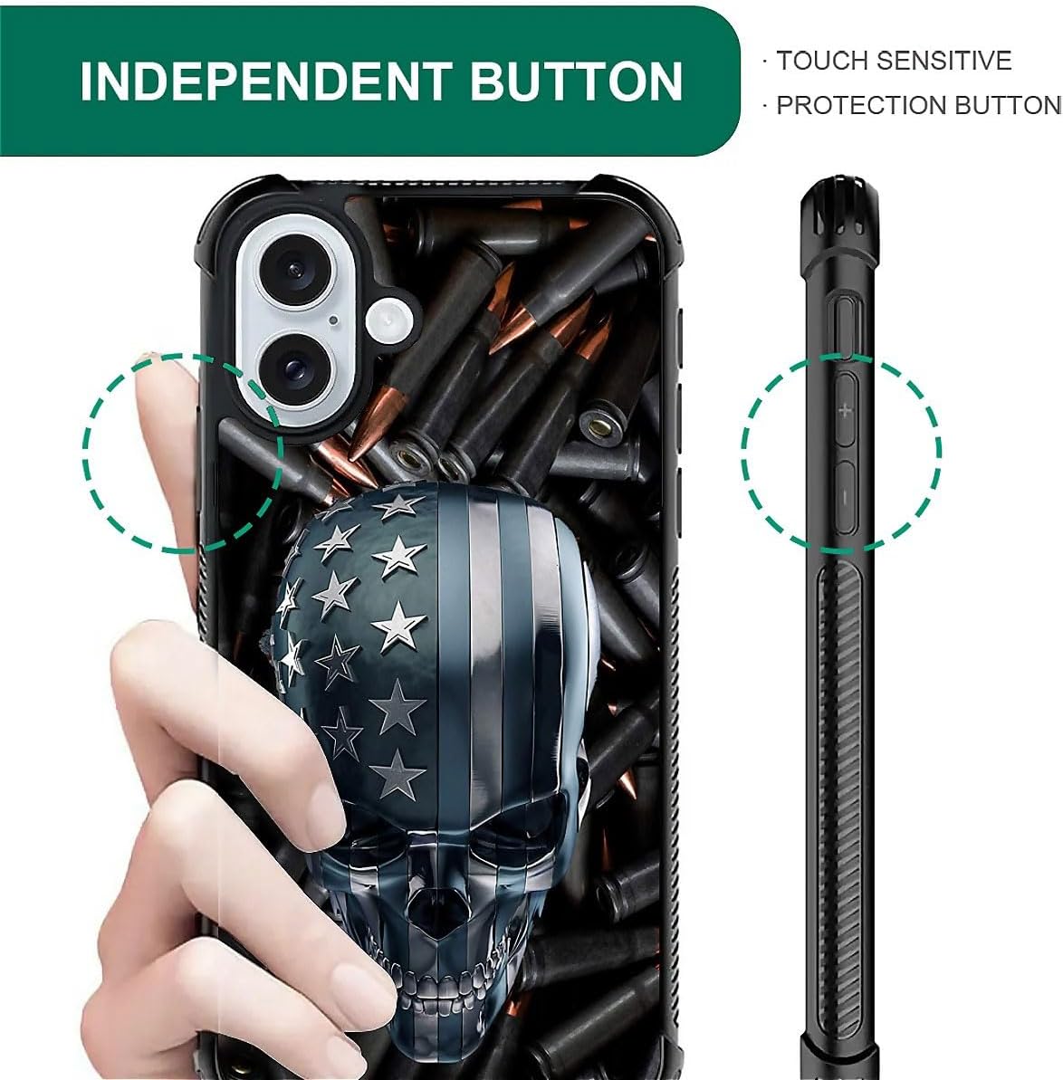 Premium iPhone 16 Case - Classic Wood Grain & American Flag Design | Dual Layer Shockproof Protective Cover with Anti-Slip Grip | Vintage Patriotic Style | Perfect for Outdoor Adventures, Travel & Daily Protection