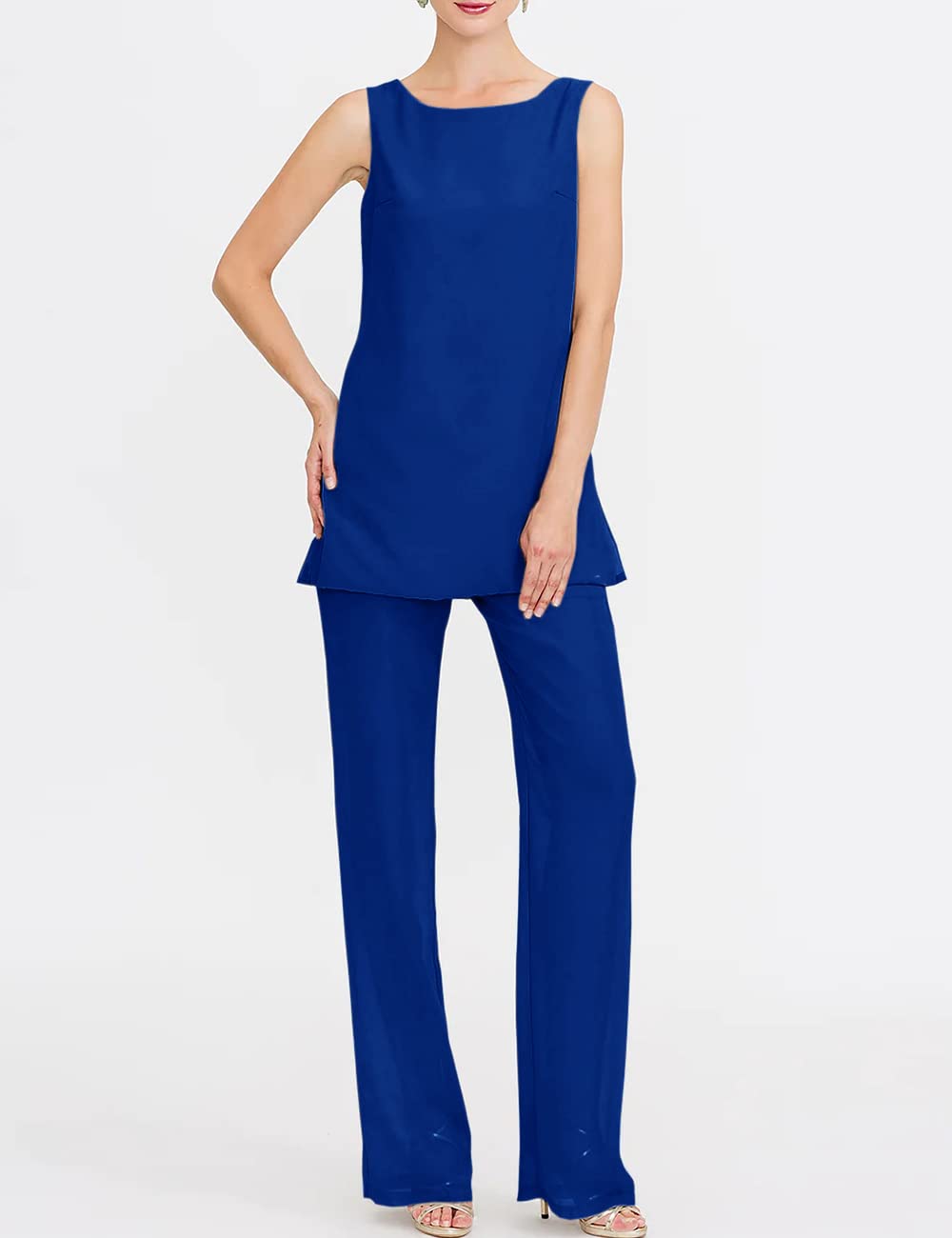 Elegant Chiffon Mother of The Bride Pant Suits 3-Piece Set - Formal Wedding Outfit & Evening Gown for Women - Perfect for Weddings, Receptions, and Special Occasions