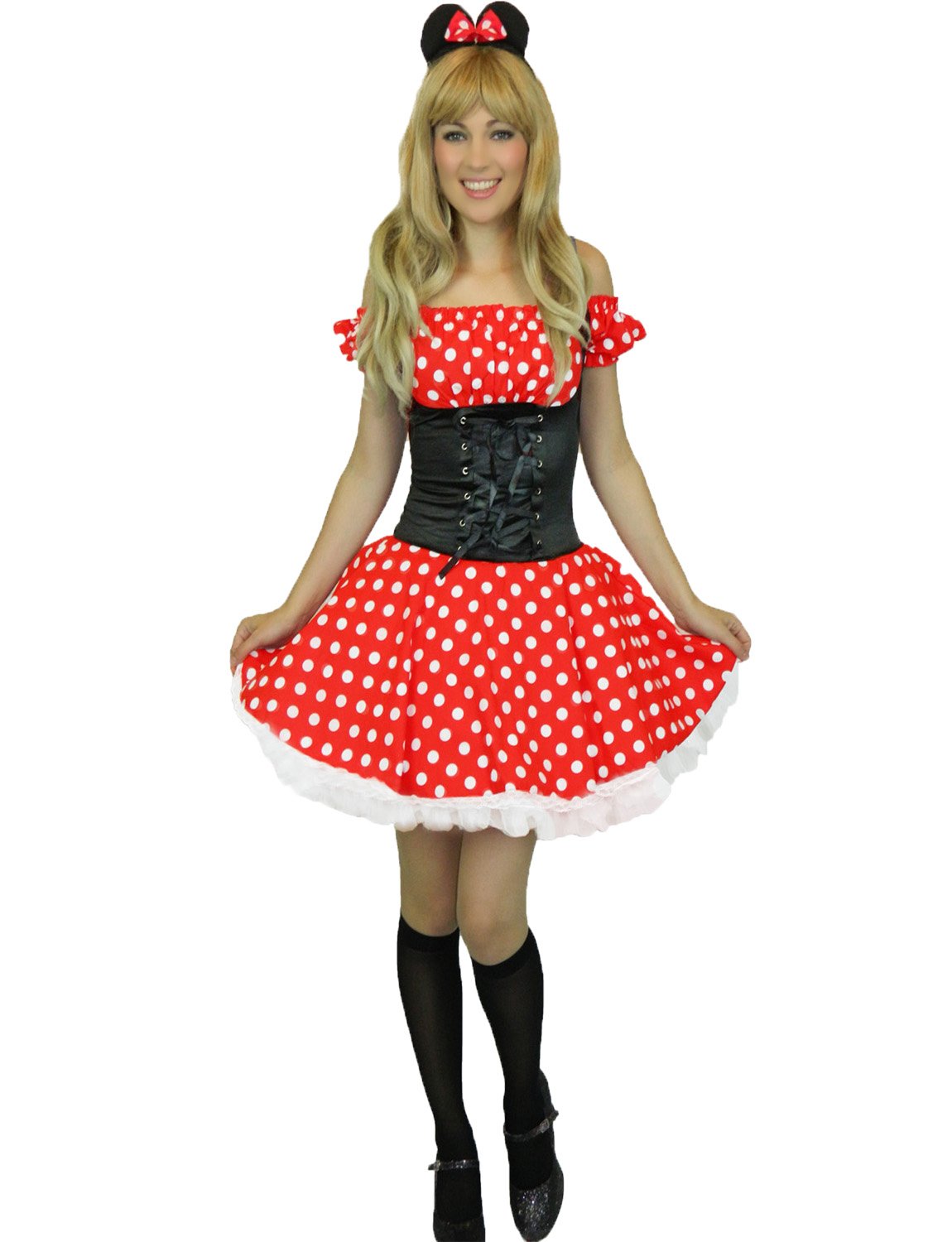 Yummy Bee Women's Adult Mouse Costume - Black Stockings Halloween Outfit for Women (Sizes 2-14) | Plus Size Mouse Costume for Halloween Parties & Cosplay Events