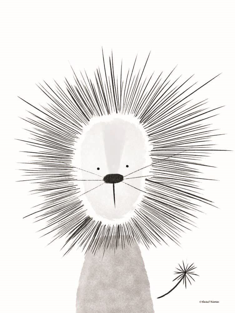 Rachel Nieman Lion Line Drawing 2 Art Print - 12x16 Inches Wall Decor for Living Room, Bedroom & Office
