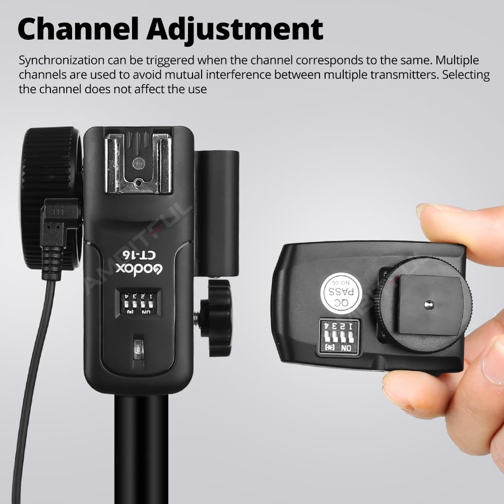 Godox CT-16 Wireless Flash Trigger Kit (1 Transmitter + 2 Receivers) for Canon Nikon Sony Pentax DSLR Cameras - Perfect for Studio Photography, Wedding & Event Shooting