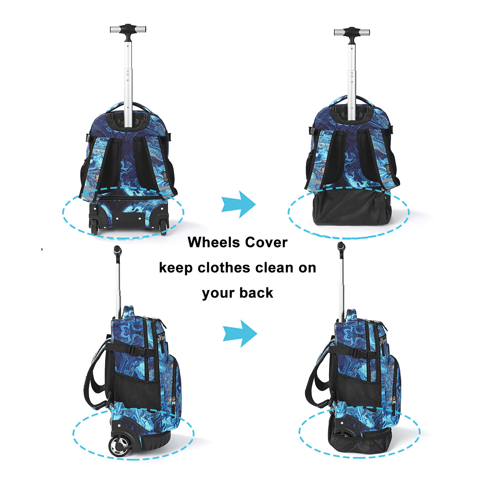 Tilami 18 Inch Rolling Backpack with Wheels - Durable Wheeled Backpack for School, College, Travel & Daily Use - Perfect for Students, Boys & Girls - Ideal for Commuting, Air Travel & Campus Life