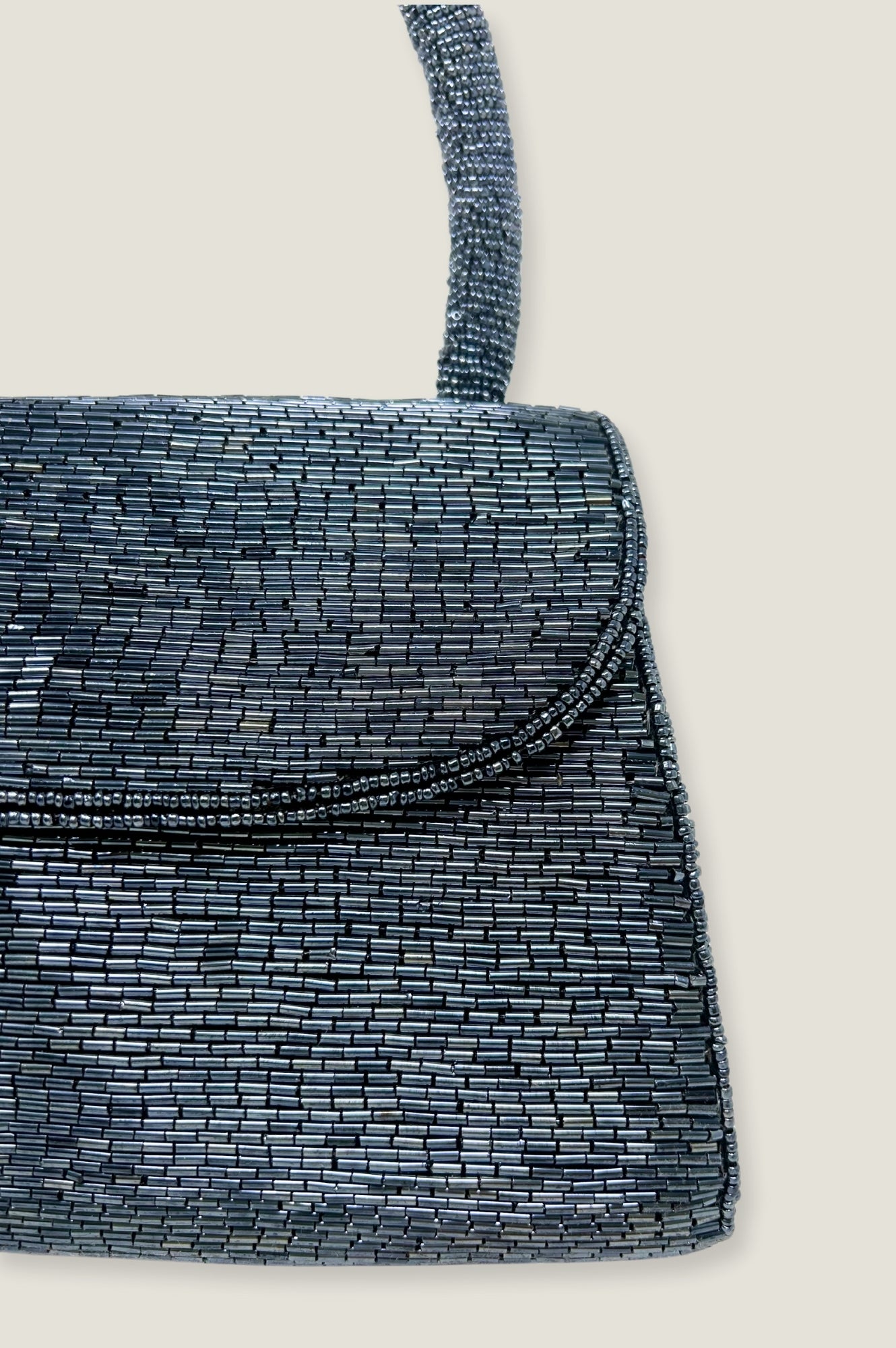 Elegant Navy & Bullet Beaded Handbag for Women - Stylish Evening Clutch for Parties, Weddings & Special Occasions