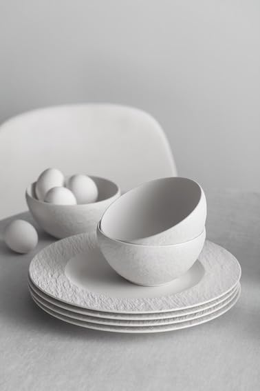 Villeroy & Boch Manufacture Rock Blanc Medium Rice Bowl - Premium Porcelain Dinnerware for Asian Cuisine, Perfect for Sushi, Rice & Soup | Elegant Table Setting for Home & Restaurant Use