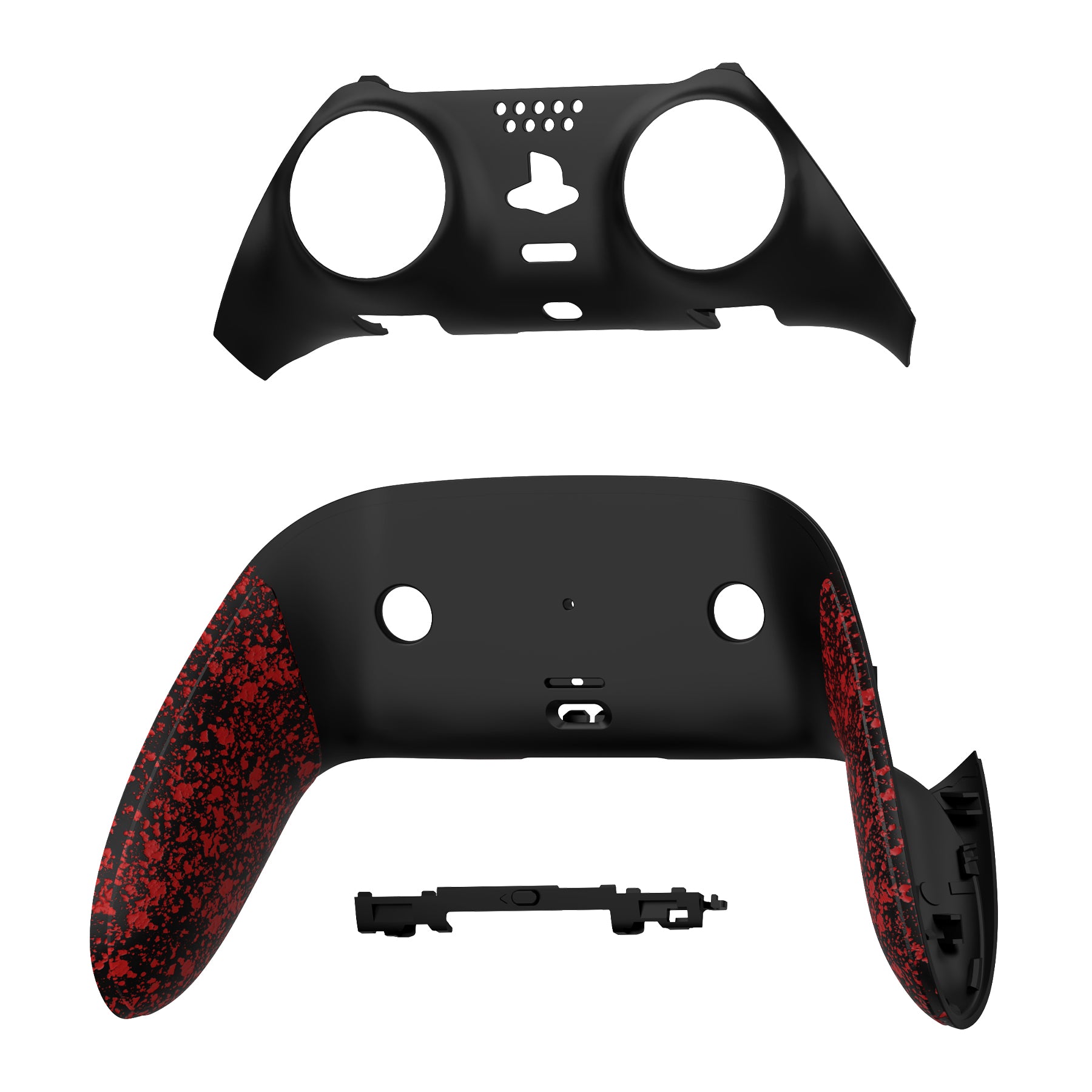 eXtremeRate Textured Red Top Bottom Shell Cover for PS5 Edge Controller - DIY Replacement Front & Back Clip, Custom Plates (CXQEGP014) - Perfect for Gaming, Customization & Controller Protection
