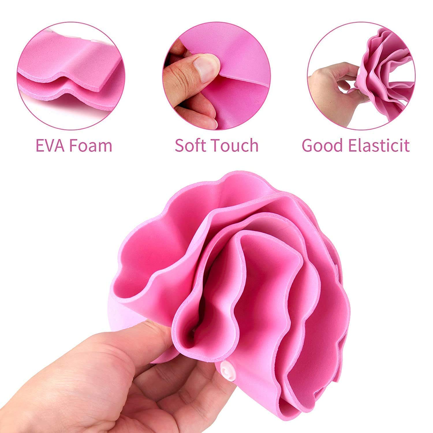 Kuber Industries Soft EVA Foam Adjustable Baby Shower Bath Cap - Water Protection for Infants & Toddlers - Pack of 2 (Pink) - Perfect for Bath Time, Hair Washing & Swimming Lessons