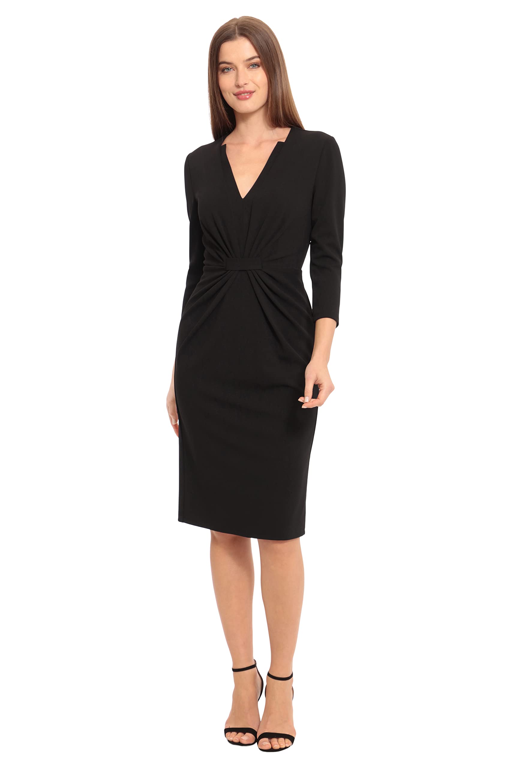 Maggy London Women's Plus Size Notched V-Neck Sheath Dress for Office, Work & Special Events | Elegant Formal Wear for Weddings, Parties & Business Meetings