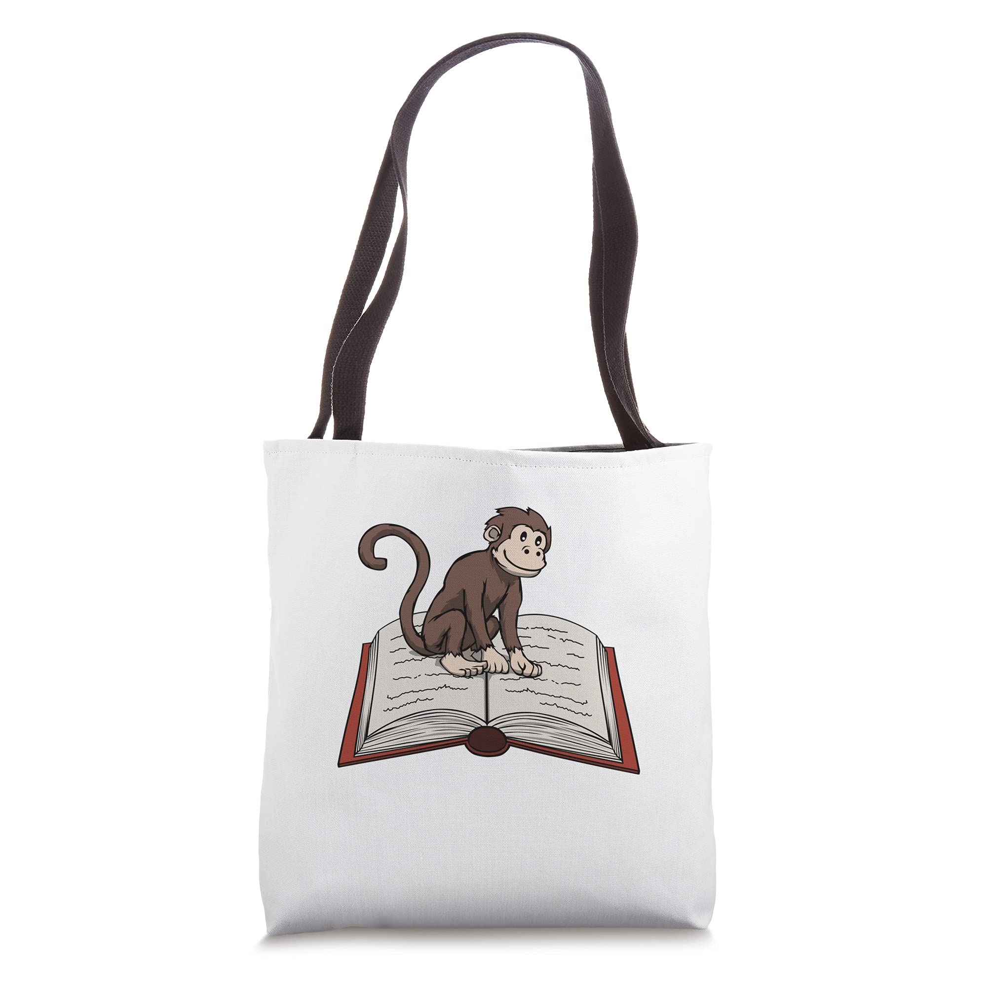Stylish Monkey Reading Books Literature Nature Tote Bag - Perfect for Book Lovers, Library Visits & Eco-Friendly Shopping