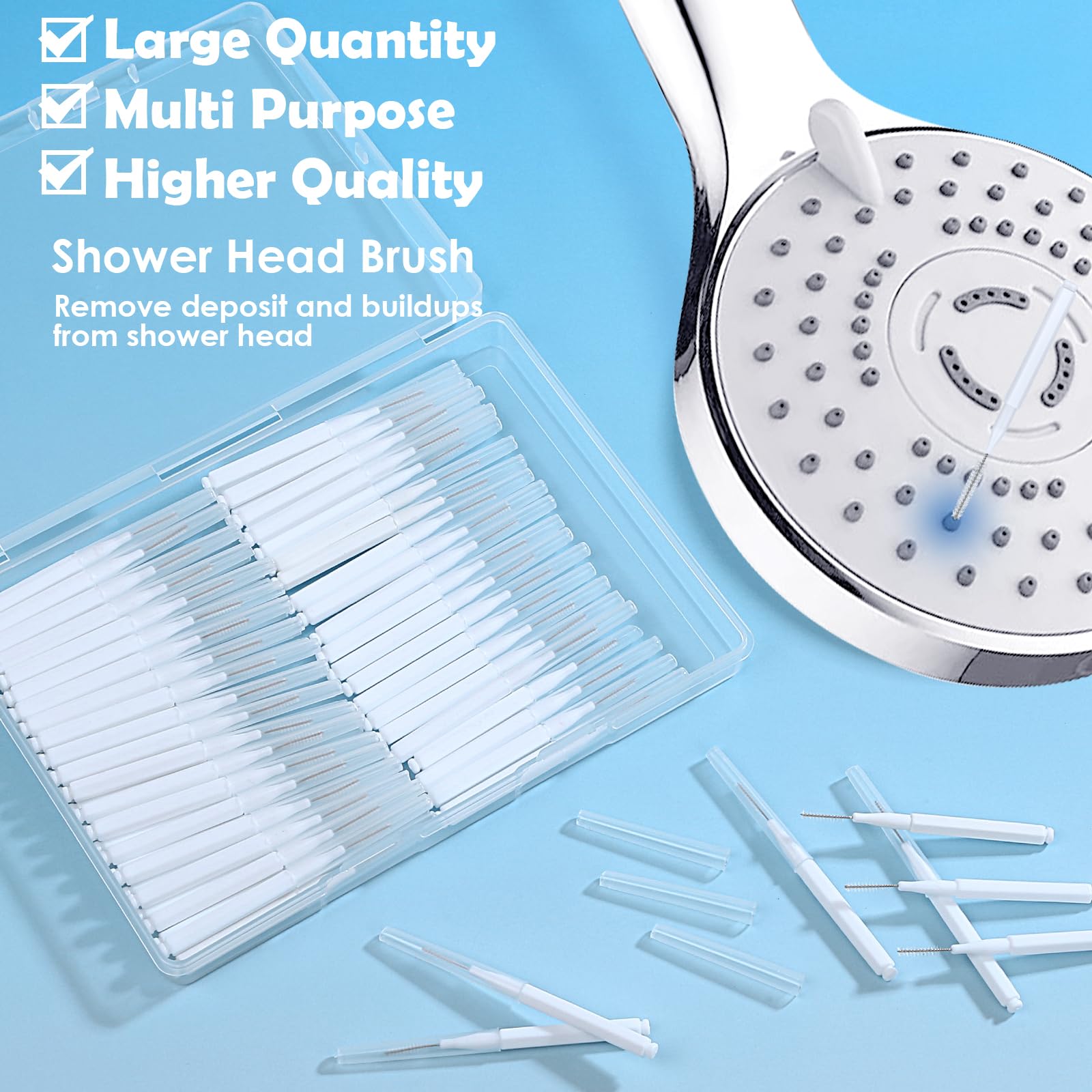 70 PCS Shower Head Cleaning Brush Kit - Stiff Dense Bristles for Small Holes & Gaps - Anti-Clog Showerhead Cleaner Tool - Perfect for Bathroom, Kitchen Faucet & Hard Water Stain Removal