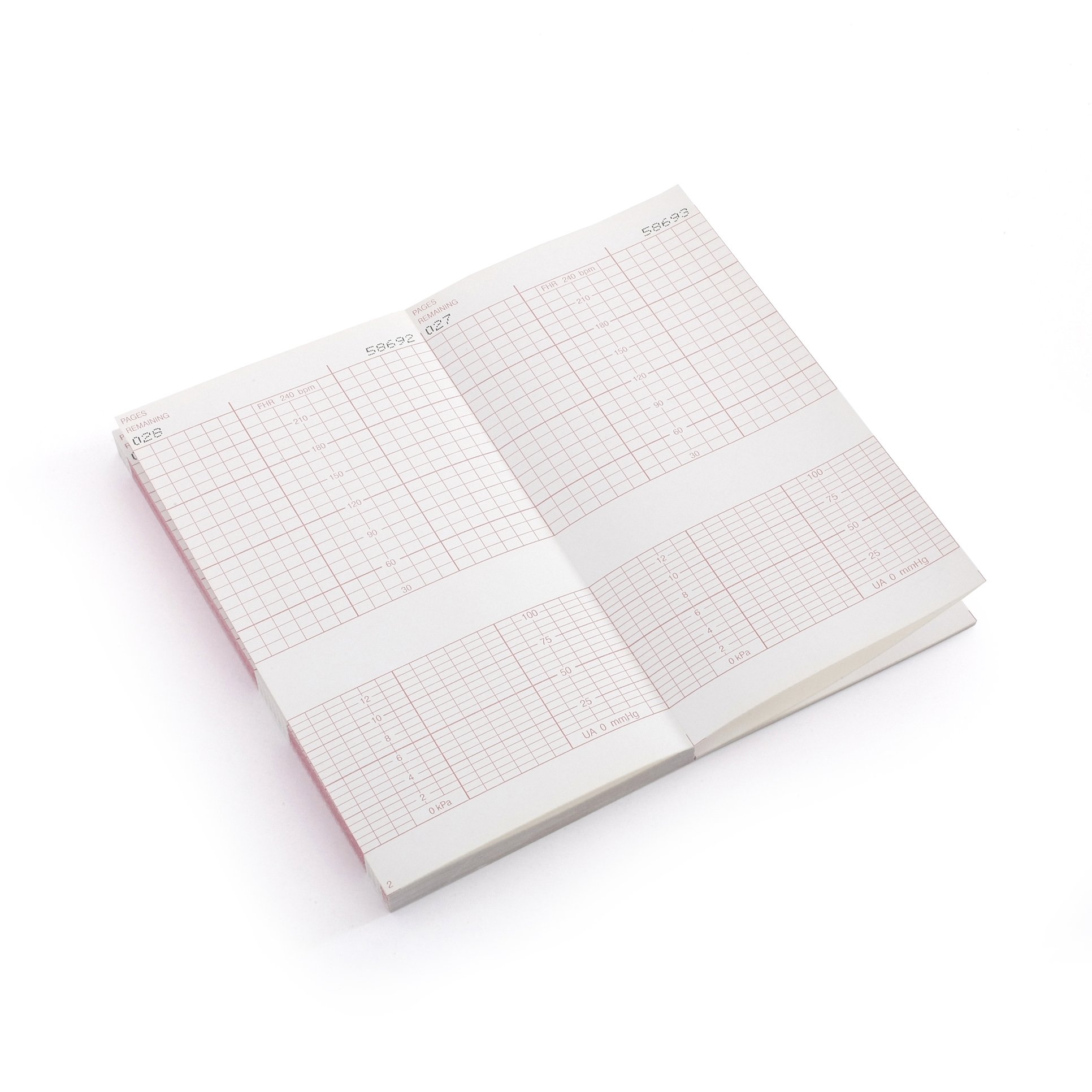 ECG/EKG Chart Paper - Z-Fold Red Grid Fetal Monitor Paper with Adhesive Label - 153mm x 90mm (Case of 40) - Perfect for Medical Clinics, Hospitals & Obstetric Monitoring