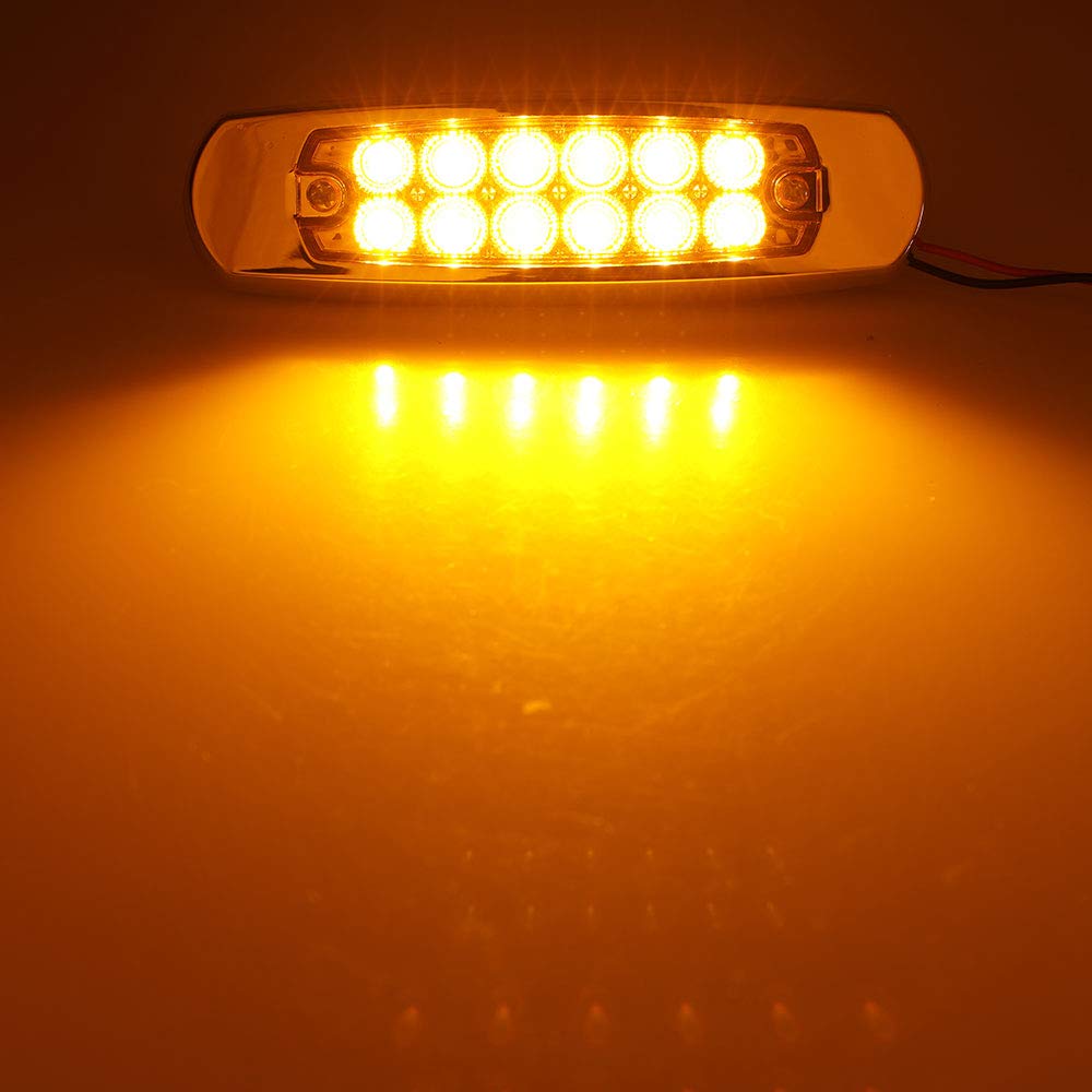 4Pcs 6.4in Amber LED Side Marker Lights - Waterproof 12V Chrome Bezel Trailer Lights with Turn Signal - Clearance & Tail Lights for Trucks, ATVs, SUVs, RVs, Campers & UTVs - Perfect for Off-Roading & Night Driving Safety