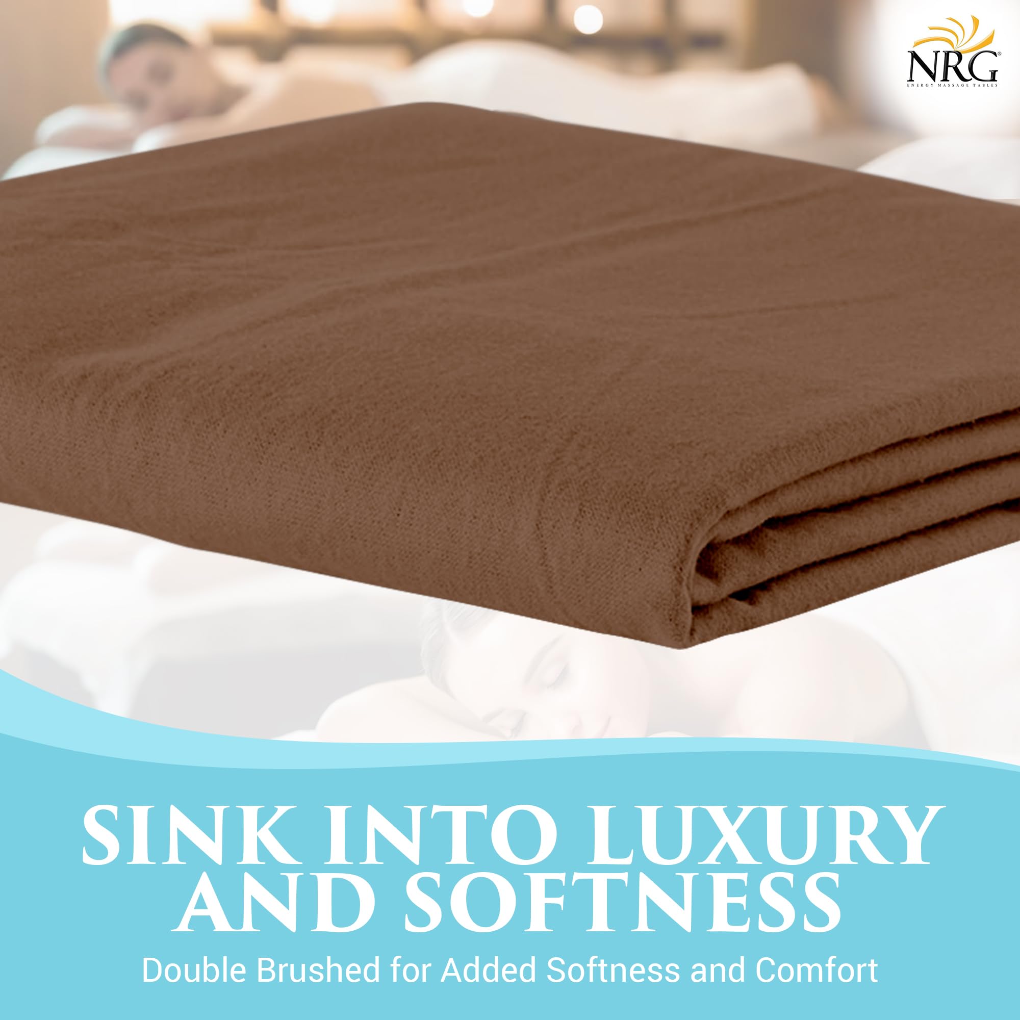 Premium 100% Cotton Double Brushed Flannel Massage Table Sheets - Elastic Fitted Chocolate Brown - Medium Weight 200 Thread Count for Spa, Salon & Professional Massage Therapy Sessions