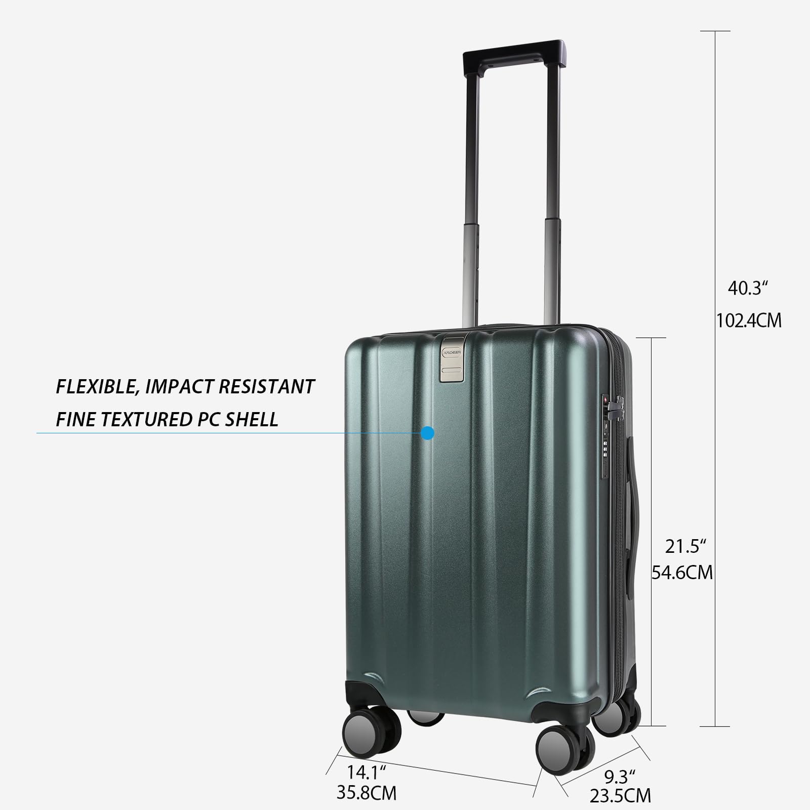 KROSER 20-Inch Hardside Expandable Carry On Luggage with 360° Spinner Wheels, TSA Lock & USB Charging Port - Durable Rolling Suitcase for Air Travel, Business Trips & Weekend Getaways (Dark Green)