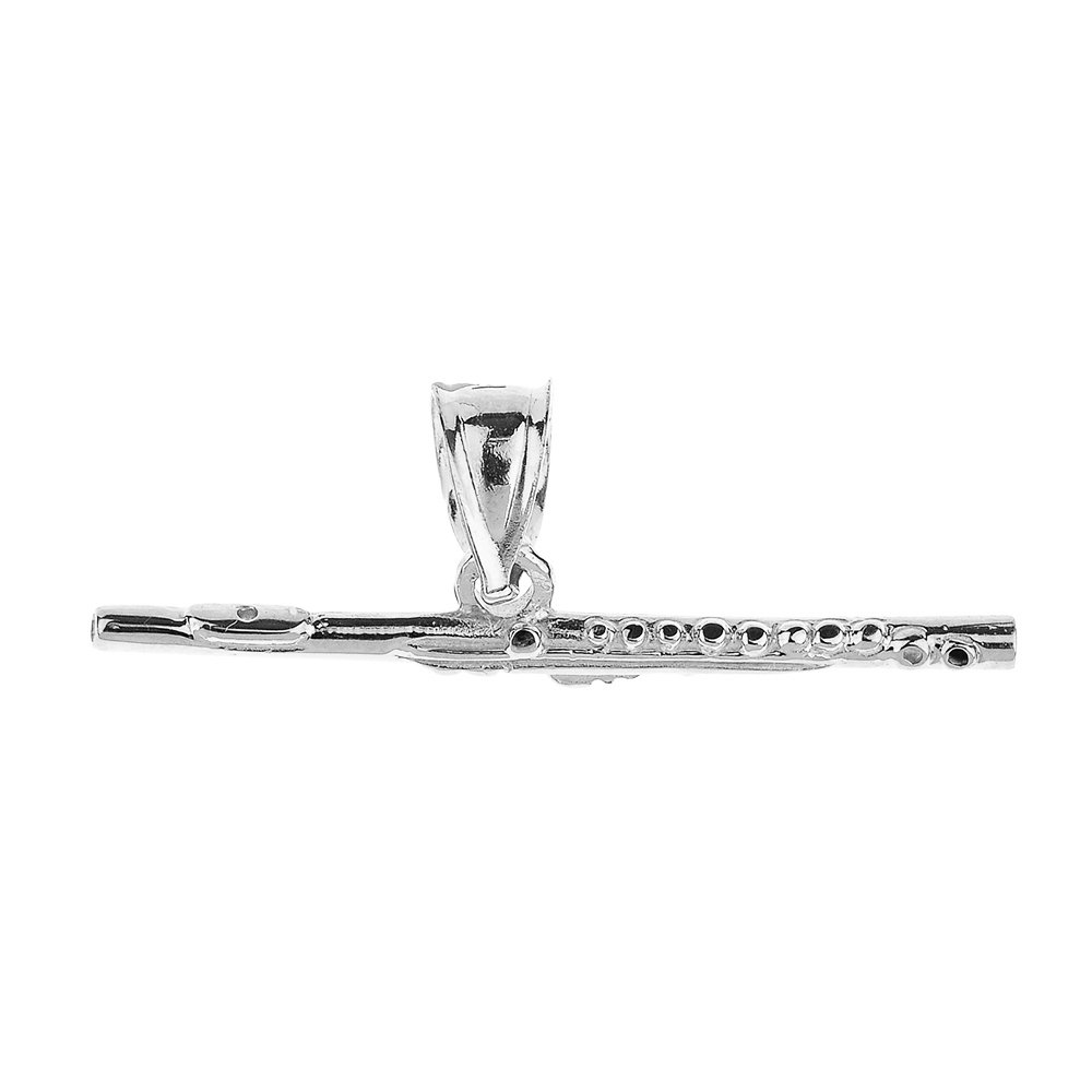 10k White Gold Flute Pendant Necklace - Elegant Musical Jewelry for Women | Perfect Gift for Musicians, Music Lovers & Graduates | Great for Concerts, Performances & Special Occasions