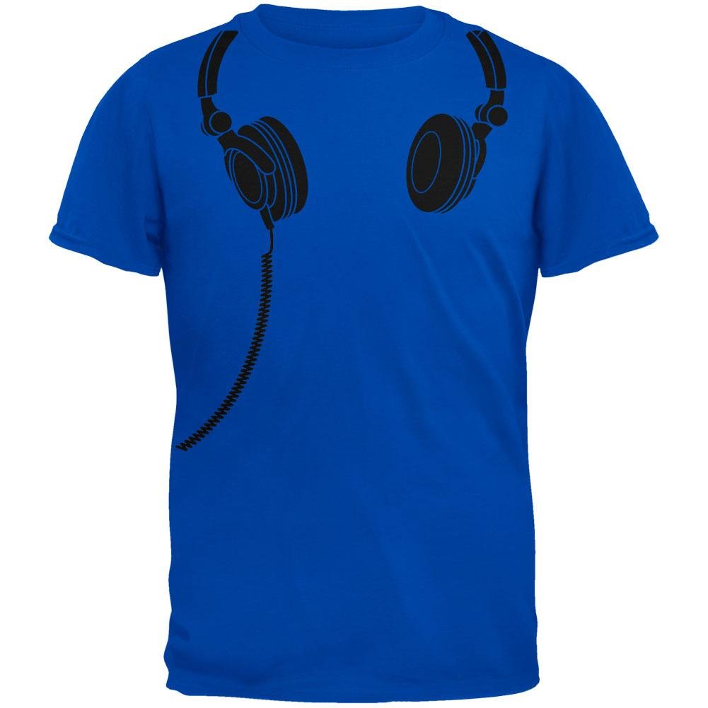 Old Glory Headphones Blue Adult T-Shirt - Patriotic American Flag Design Cotton Tee for Men & Women - Perfect for 4th of July, Concerts & Casual Wear