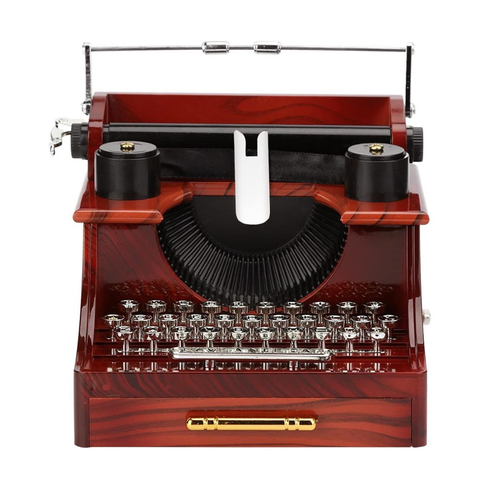 **XIAOSAKU Hand Crank Wooden Music Box - Classic Antique Typewriter Model with Metal Details, Vintage Musical Gift for Kids & Adults - Perfect for Birthdays, Anniversaries, and Home Decor (Color: A)**