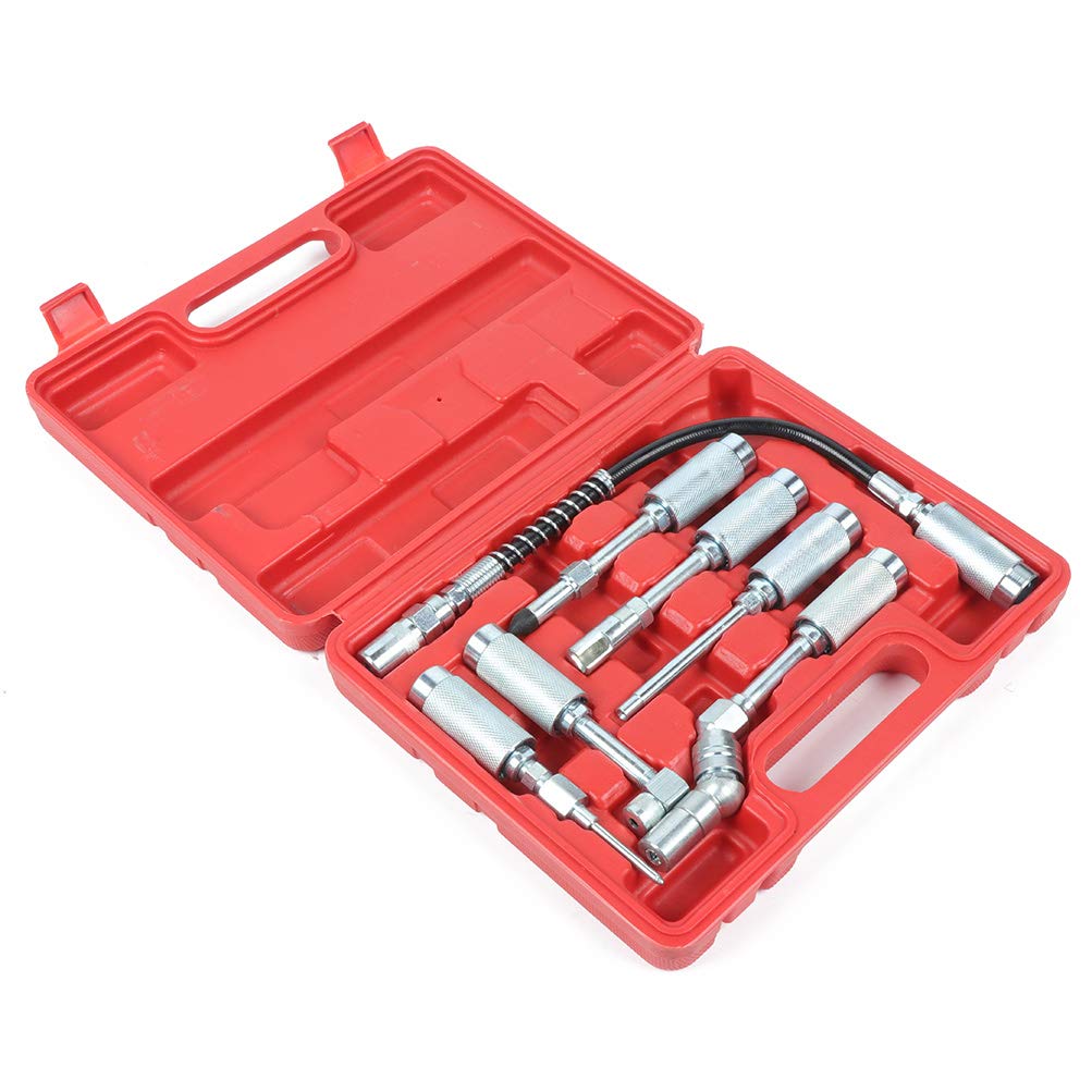 ECCPP 7PC Grease Gun Adapter Kit - Universal Grease Fitting Set for Most Cars & Trucks - Heavy Duty Grease Gun Accessories for Automotive, Farm & Industrial Equipment Maintenance