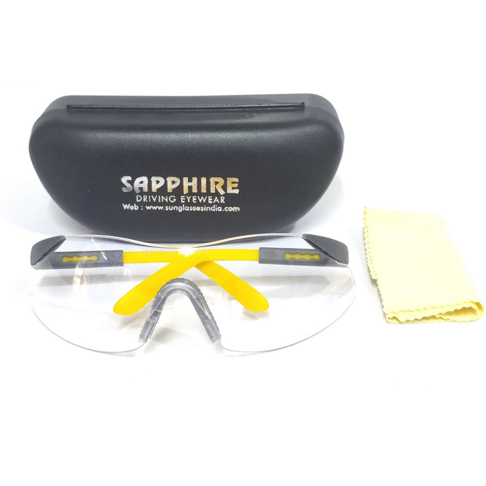 Anti-Fog Driving Sunglasses with Sapphire Clear Lenses - UV Protection, Night Vision & Glare Reduction for Safe Driving in Rain, Fog & Low Light Conditions