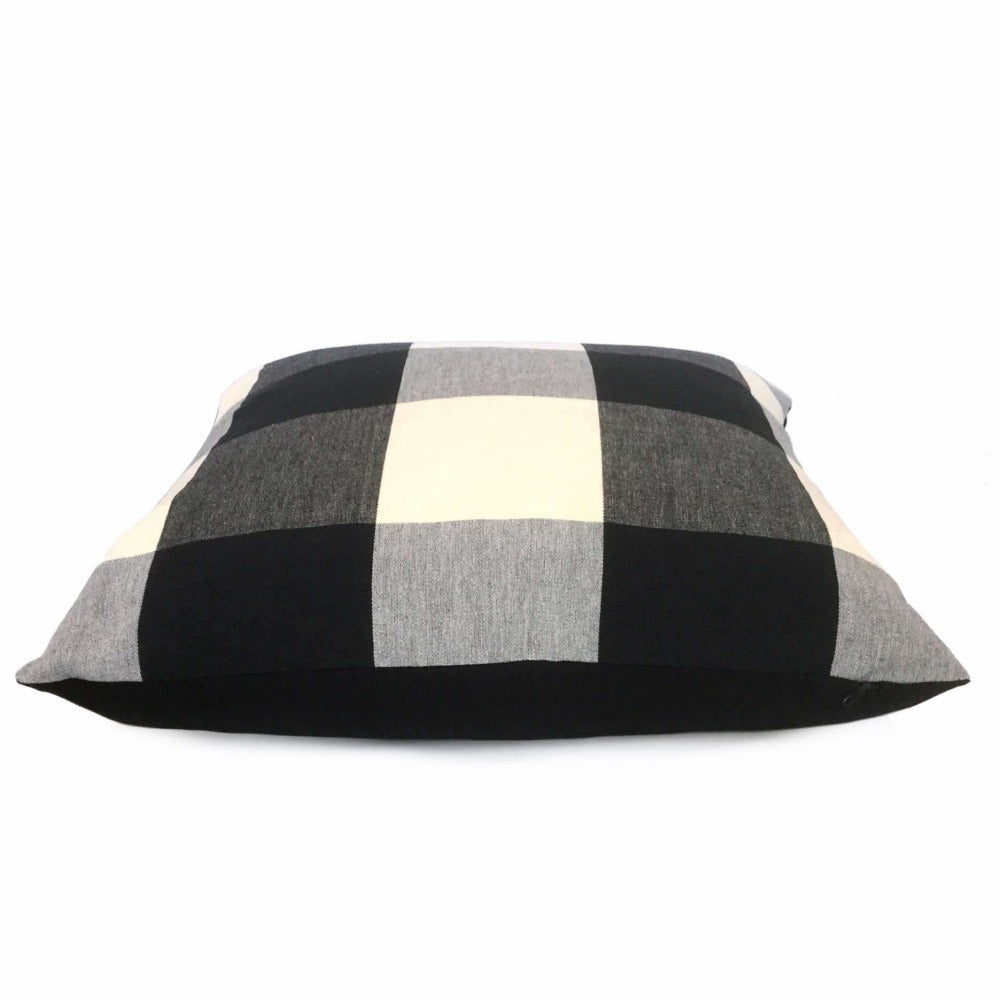 Black and Gray Buffalo Plaid Pillow Cover - Large Checkered Design for Sofa, Bed, and Home Decor