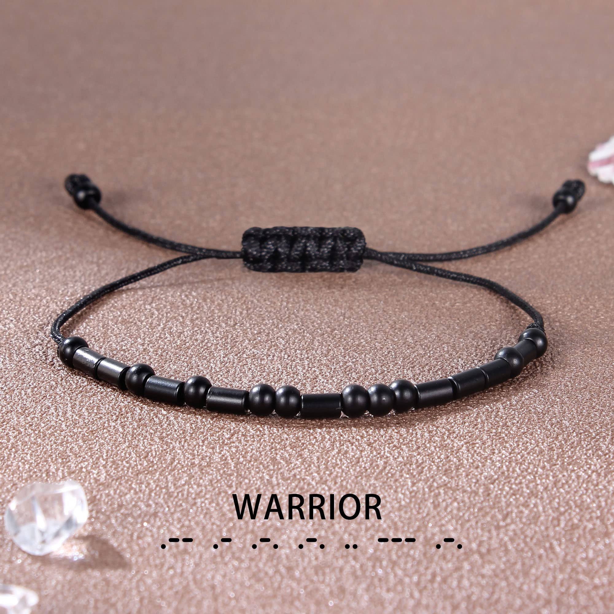 Morse Code Bracelet Adjustable Braided Leather Bracelet for Women & Men - Inspirational Motivational Gift for Her, Best Friend, Sister, Daughter, Mom, Dad - Birthday, Christmas Jewelry Gift Idea for Couples & Loved Ones