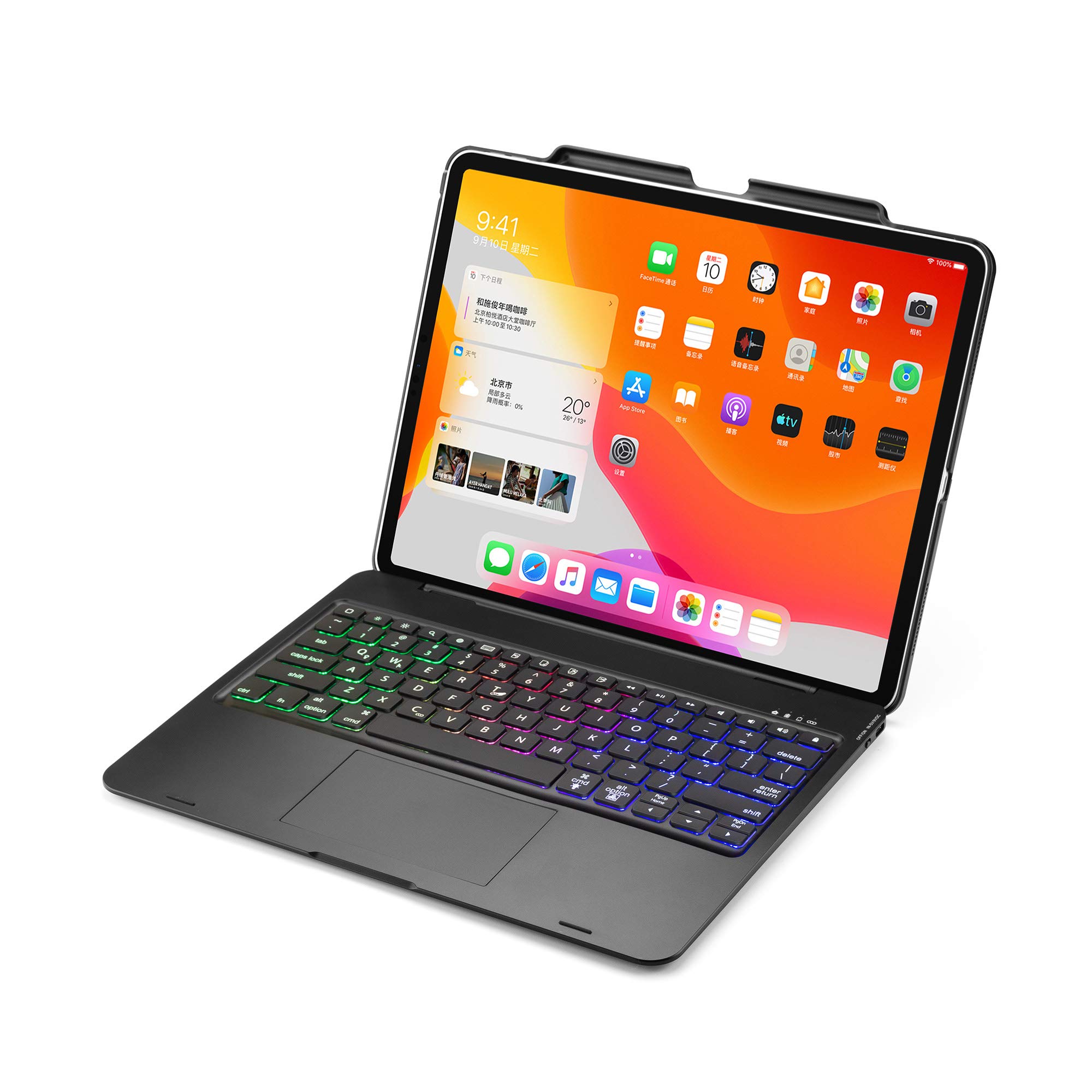 KMXDD iPad Pro 12.9 Inch (2020/2018 3rd & 4th Gen) Backlit Keyboard Case with Touchpad & Apple Pencil Holder - Supports Wireless Charging | Slim Protective Cover | Perfect for Work, Study & Travel (Black)