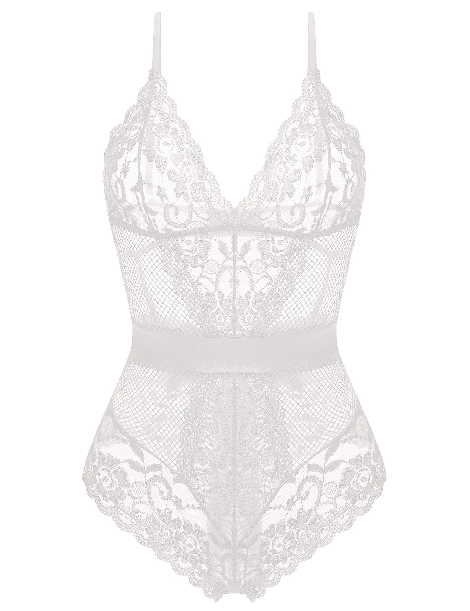 Sexy Women's Lace Bodysuit - Halter Neck Teddy Babydoll with Mesh Detailing | Perfect for Valentine's Day, Bridal Shower & Romantic Nights