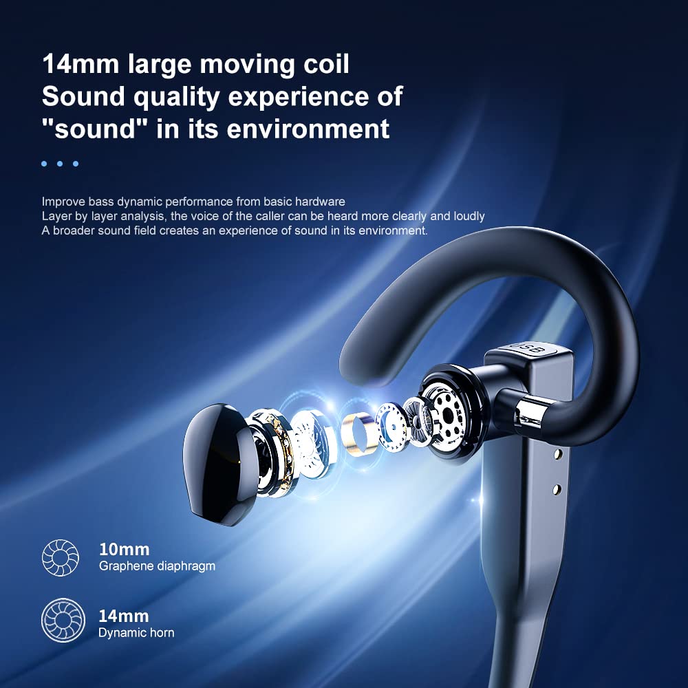 Wireless Earbuds with Noise Cancelling, Flexible Ear Loop Design & LED Charging Case - 72H Talk Time Bluetooth Headset for iPhone Android (Business, Driving, Office Use)