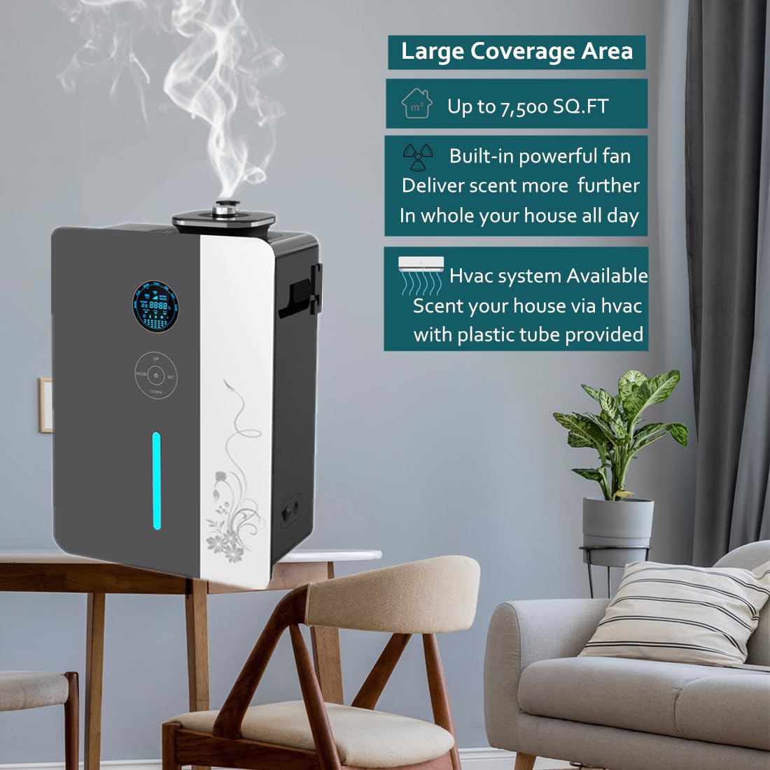 7500 Sq.Ft WiFi Scent Diffuser Machine with 1L Essential Oils - HVAC Compatible, Waterless Cold Air Fragrance Diffuser for Large Rooms, Homes & Hotels - Perfect for Aromatherapy, Spa Relaxation & Creating Inviting Atmospheres