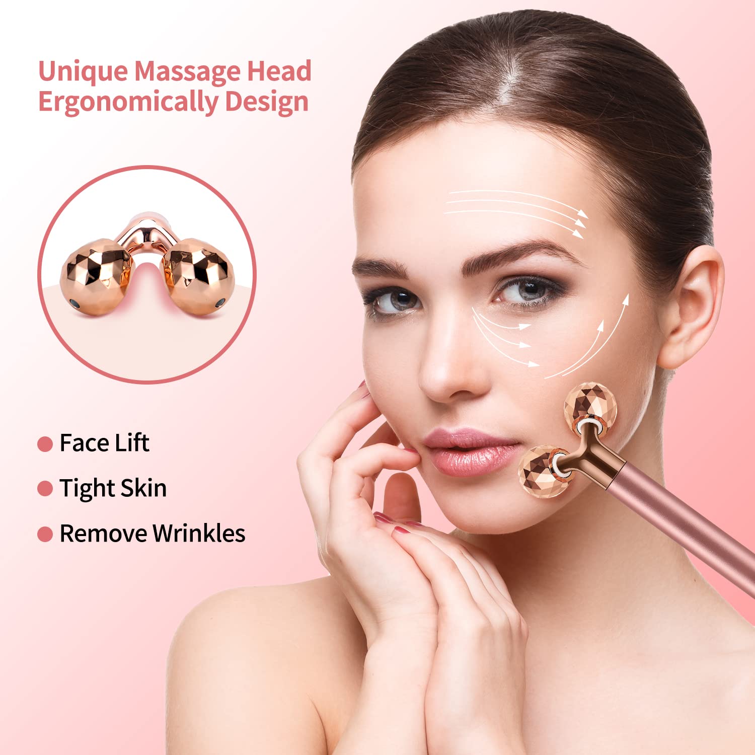 2-in-1 Electric Face Massager Roller with 3D Roller & Crescent Shape - Skin Tightening & Anti-Aging Facial Care Tool for Women | At-Home Spa Treatment & Travel Skincare Essential