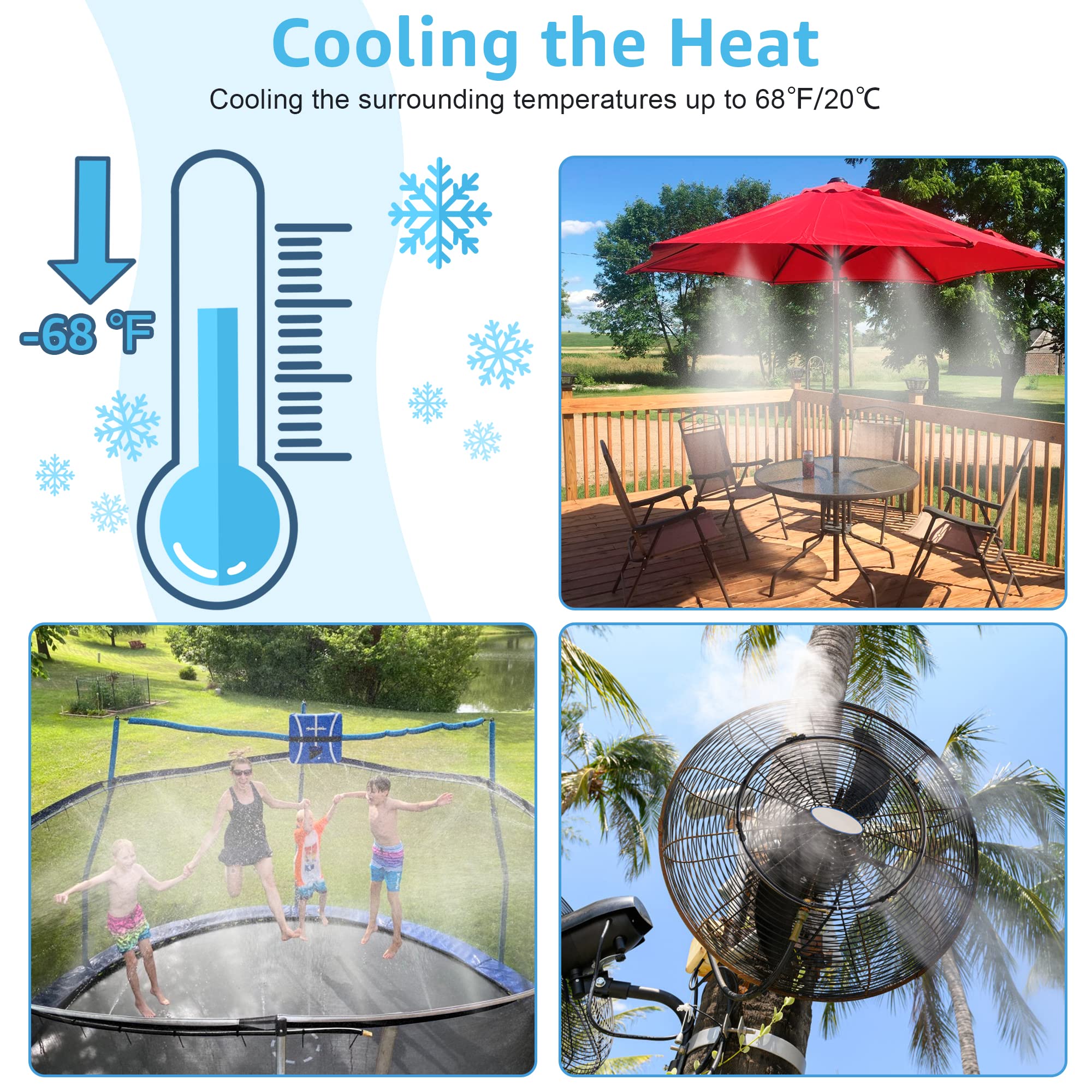 Bonviee 26FT Outdoor Misting Cooling System - 8 Nozzle Patio Mister Kit with 3/4