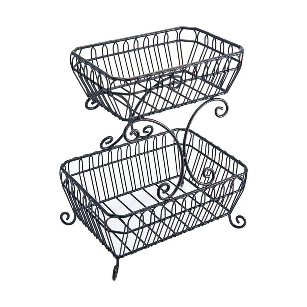 Rustic 2-Tier Wooden Fruit Basket for Kitchen Counter - Perfect for Organizing Apples, Bananas & Produce in Farmhouse Style Homes