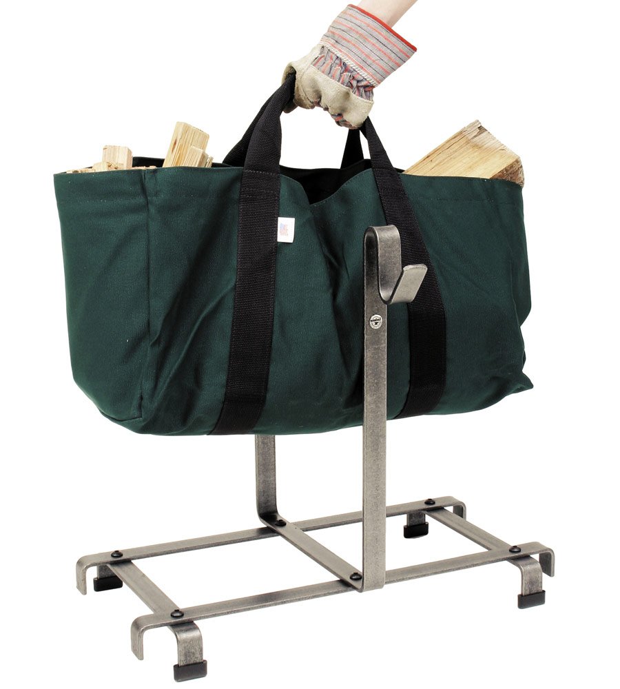 Enclume Heavy-Duty Log Carrier Bag - Forged Steel Firewood Holder - Perfect for Camping, Fireplace & Outdoor Wood Storage