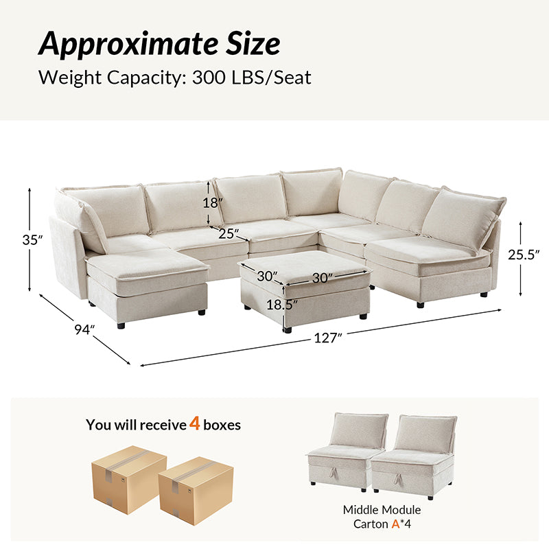 Harmetrix Oversized Soft Sectional Couch with Storage | Modern L-Shaped Sofa Bed with Hidden Compartment | Perfect for Living Room, Family Room & Small Spaces
