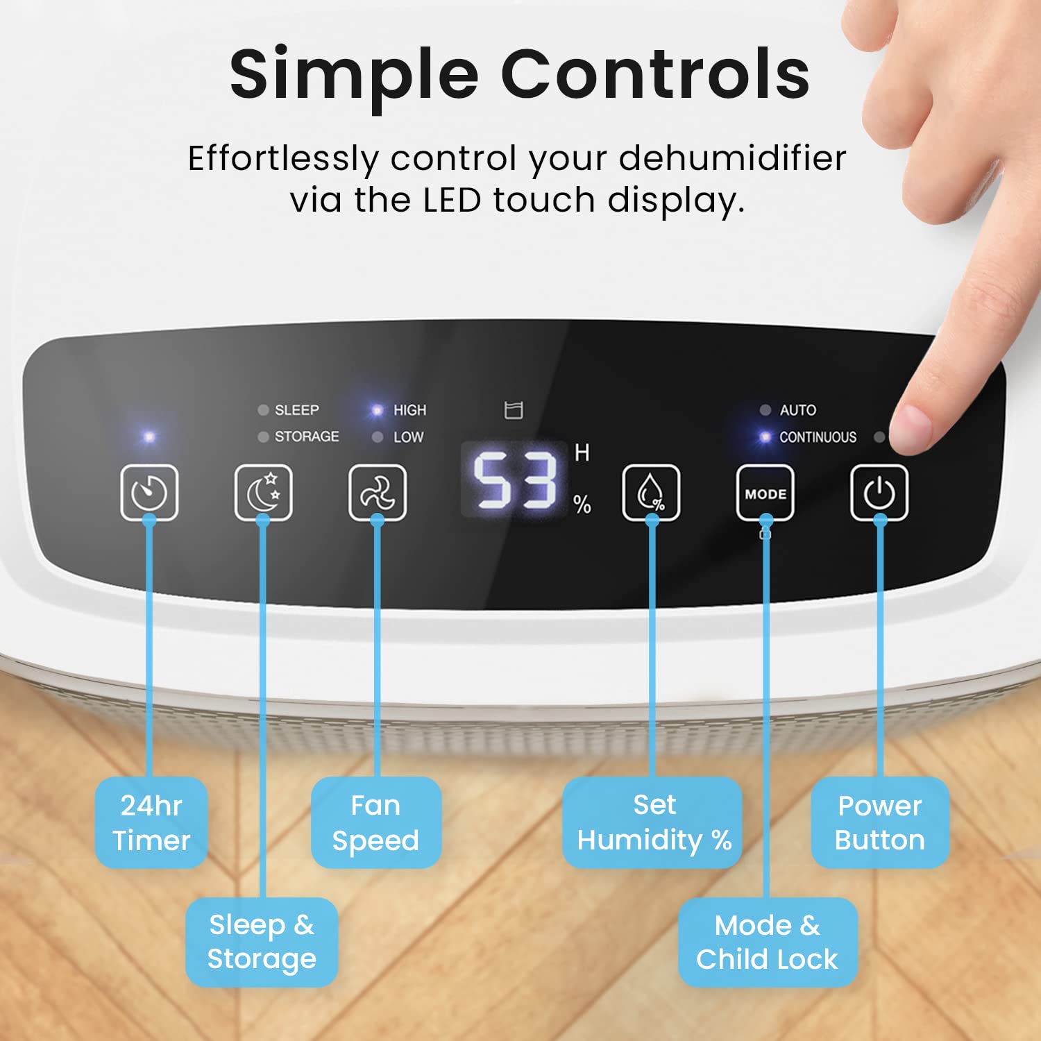 Pro Breeze® 12L/Day Energy Efficient Dehumidifier with Smart Humidity Sensor & Digital Display - 24H Timer, Laundry Drying Mode, Continuous Drain Option - Ideal for Basements, Bedrooms & Large Rooms (12 Liter, White)