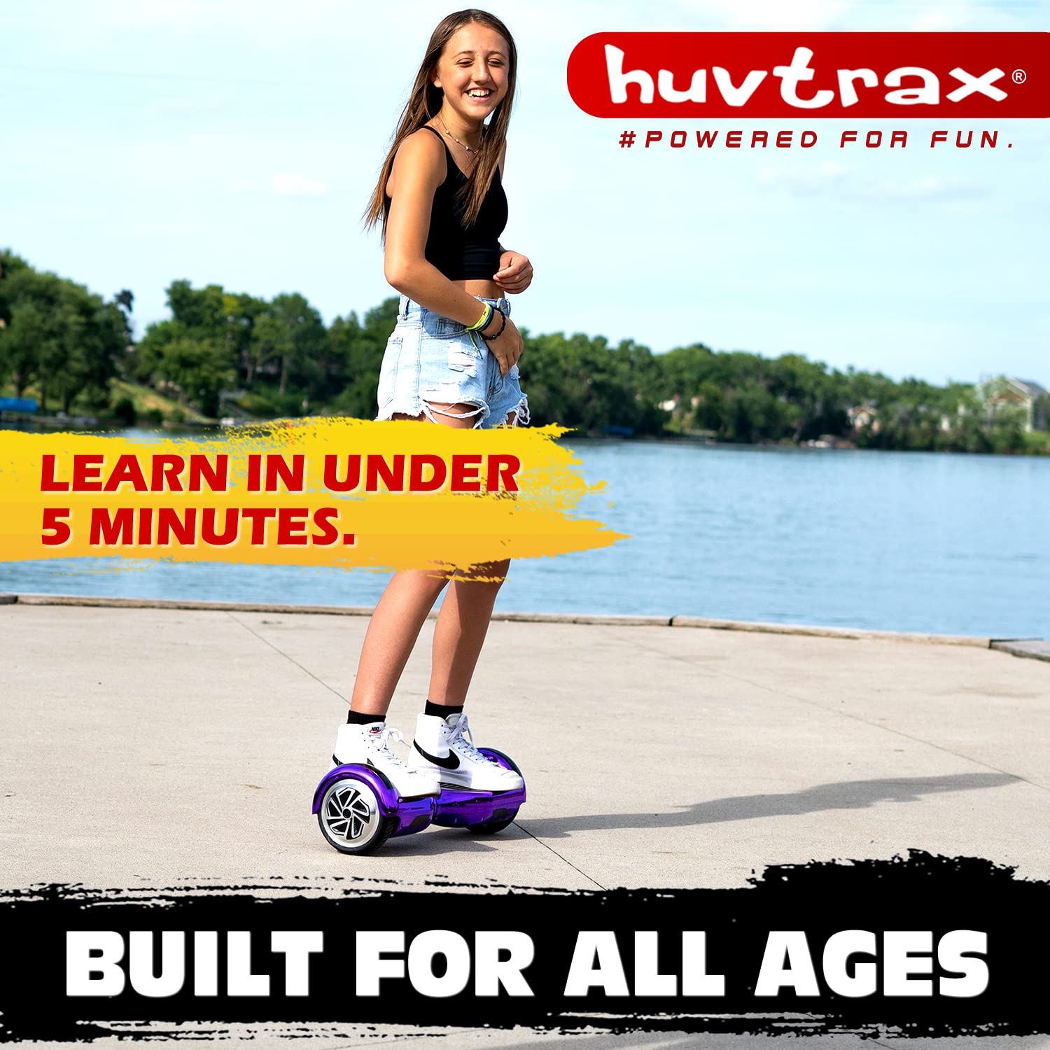 Rainbow Chrome Hoverboard - 2X Battery Life & Durable Aluminum Wheels for Kids & Adults (Up to 220lbs) | Bluetooth, LED Lights, Carrying Bag Included | Perfect for Commuting, Gifts & Outdoor Fun