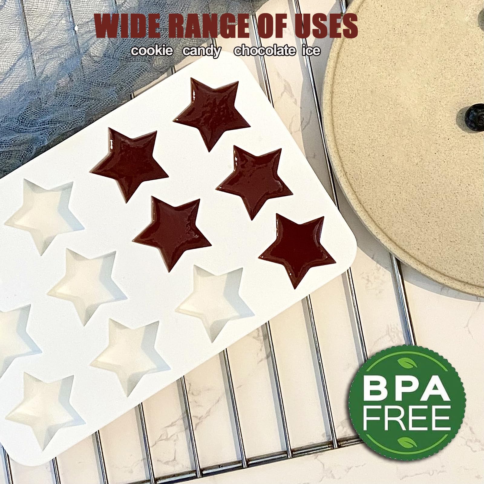Premium Silicone Star Mold for Chocolate, Candy, Gummies, Jello, Pudding, Soap & Cookies - 4th of July Baking & Party Decorations - Perfect for DIY Desserts, Holiday Treats & Craft Projects (1pc)